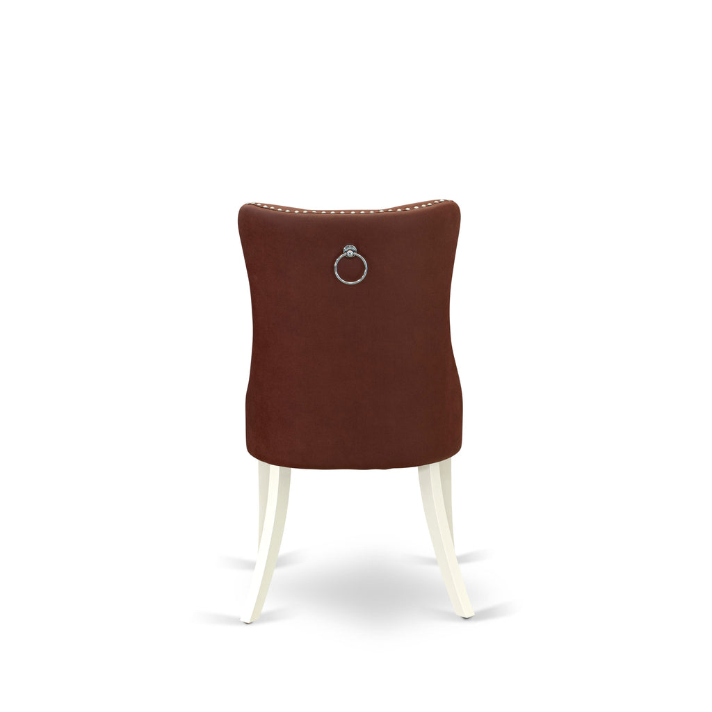 Juego de mesa de comedor de 3 piezas East West Furniture ANDA3-LWH-26 para espacios pequeños. Incluye una mesa de comedor redonda con pedestal y 2 sillas tapizadas.