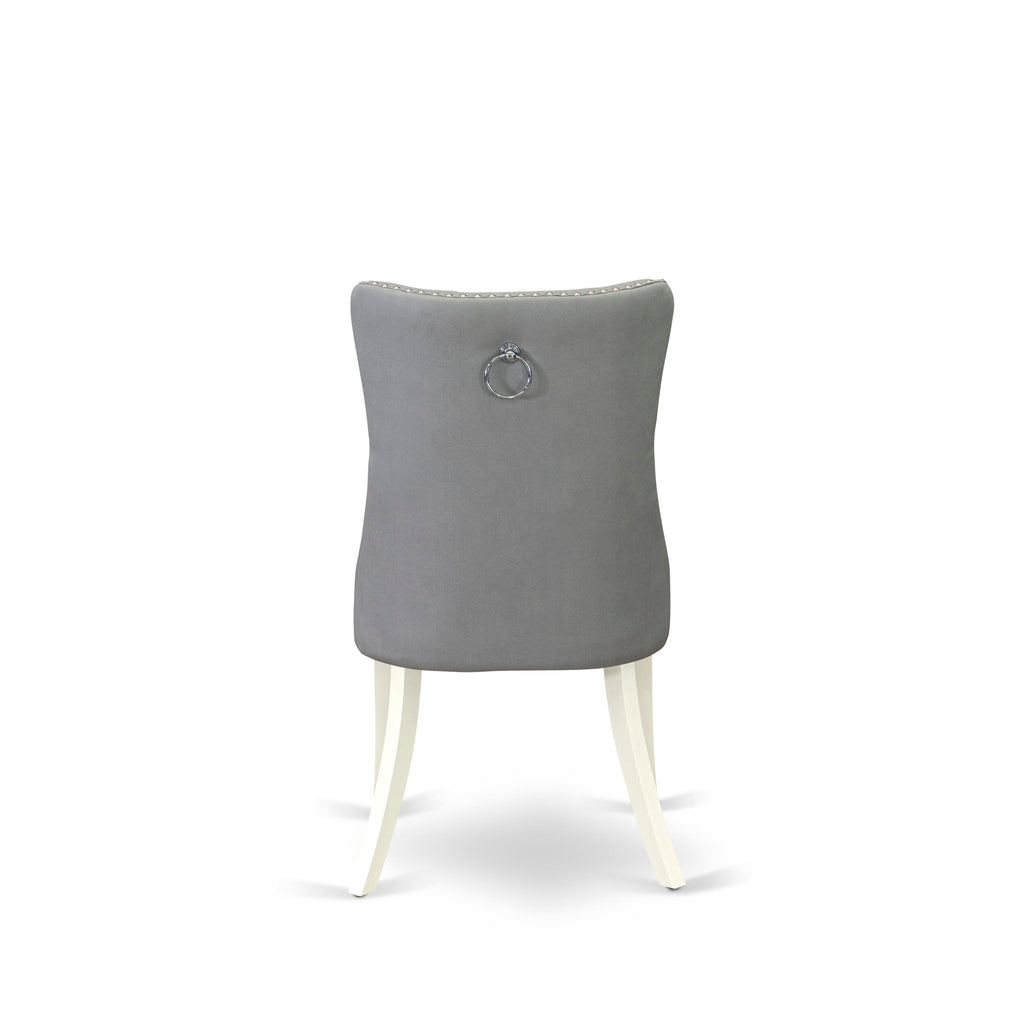 East West Furniture DLDA3-WHI-27 3 Piece Dinette Set for Small Spaces Consists of a Round Dining Table with Dropleaf and 2 Upholstered Parson Chairs