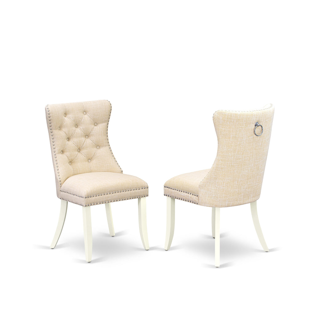 East West Furniture DODA7-LWH-32 7 Piece Dining Set Includes a Rectangle Kitchen Table with Butterfly Leaf and 6 Upholstered Chairs
