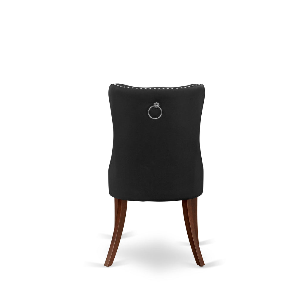 East West Furniture HLDA5-MAH-12 5 Piece Kitchen Table & Chairs Set Contains a Round Dining Table with Pedestal and 4 Upholstered Chairs, 42x42 Inch, Mahogany