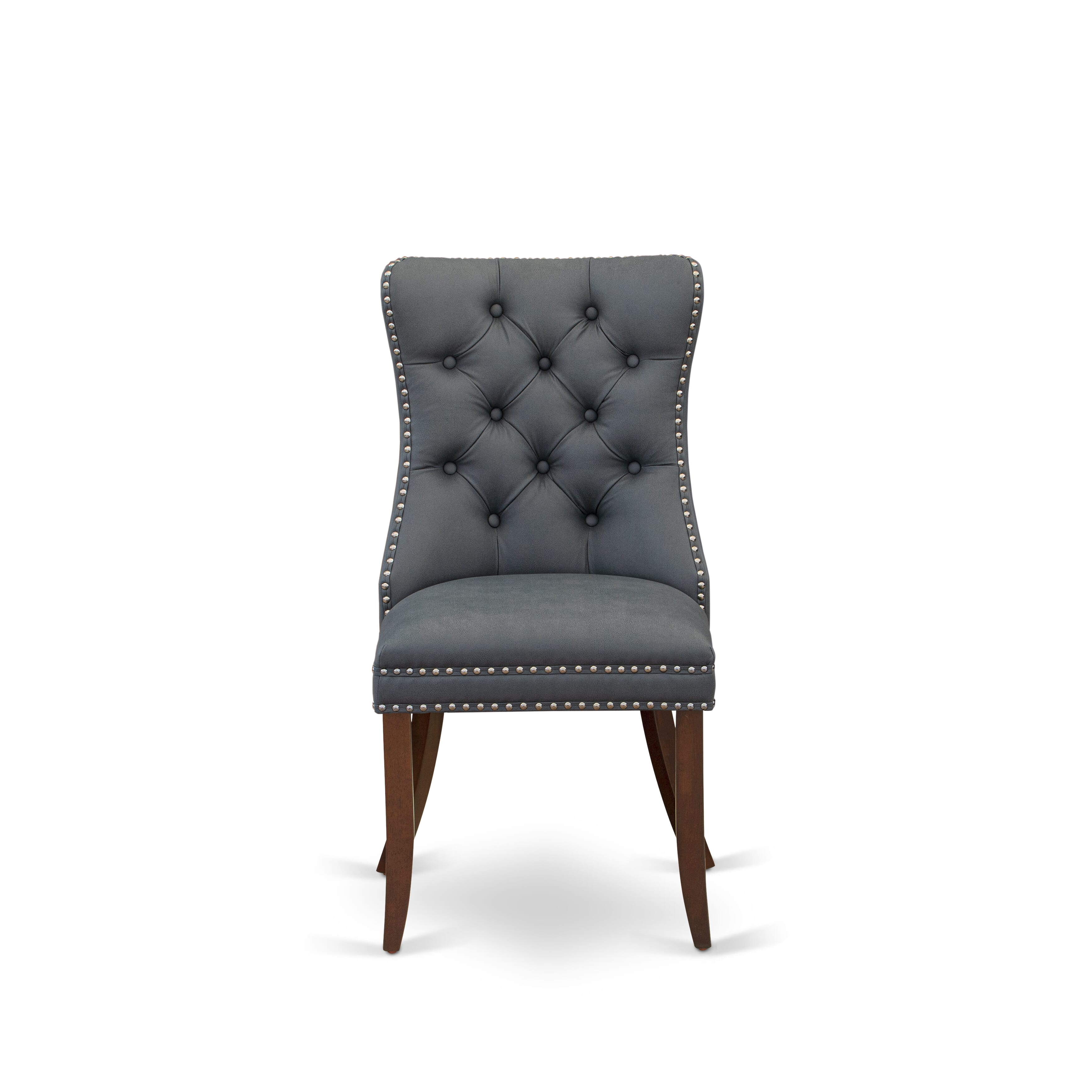Luxe by East West Furniture 48DA5-312-13 5-Pc Mid Century Dining Set Include a Table with Rippled Sand Marble Pattern Tabletop and 4 Platinum Gray Pu Leather Chairs, Mahogany