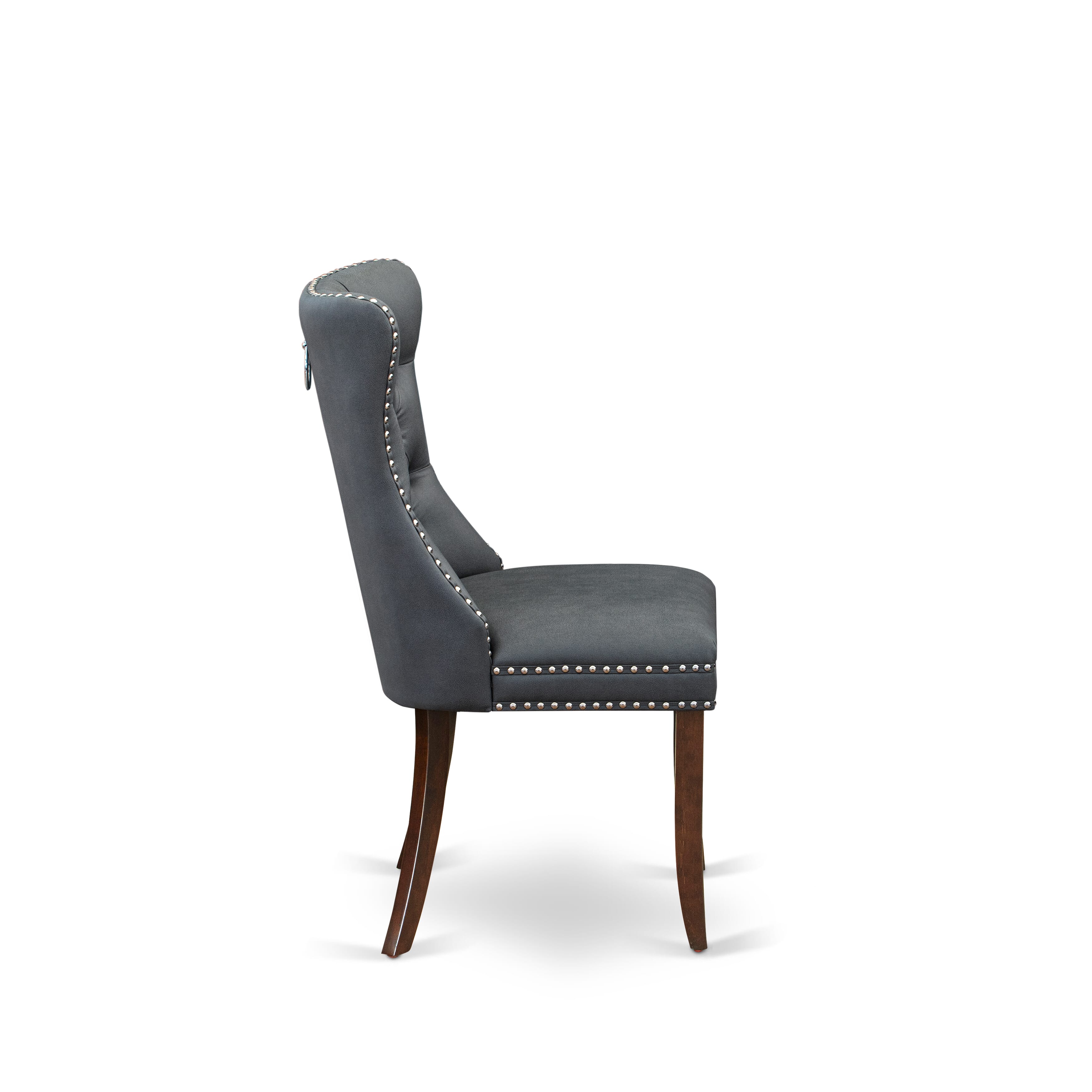 Luxe by East West Furniture 48DA5-312-13 5-Pc Mid Century Dining Set Include a Table with Rippled Sand Marble Pattern Tabletop and 4 Platinum Gray Pu Leather Chairs, Mahogany