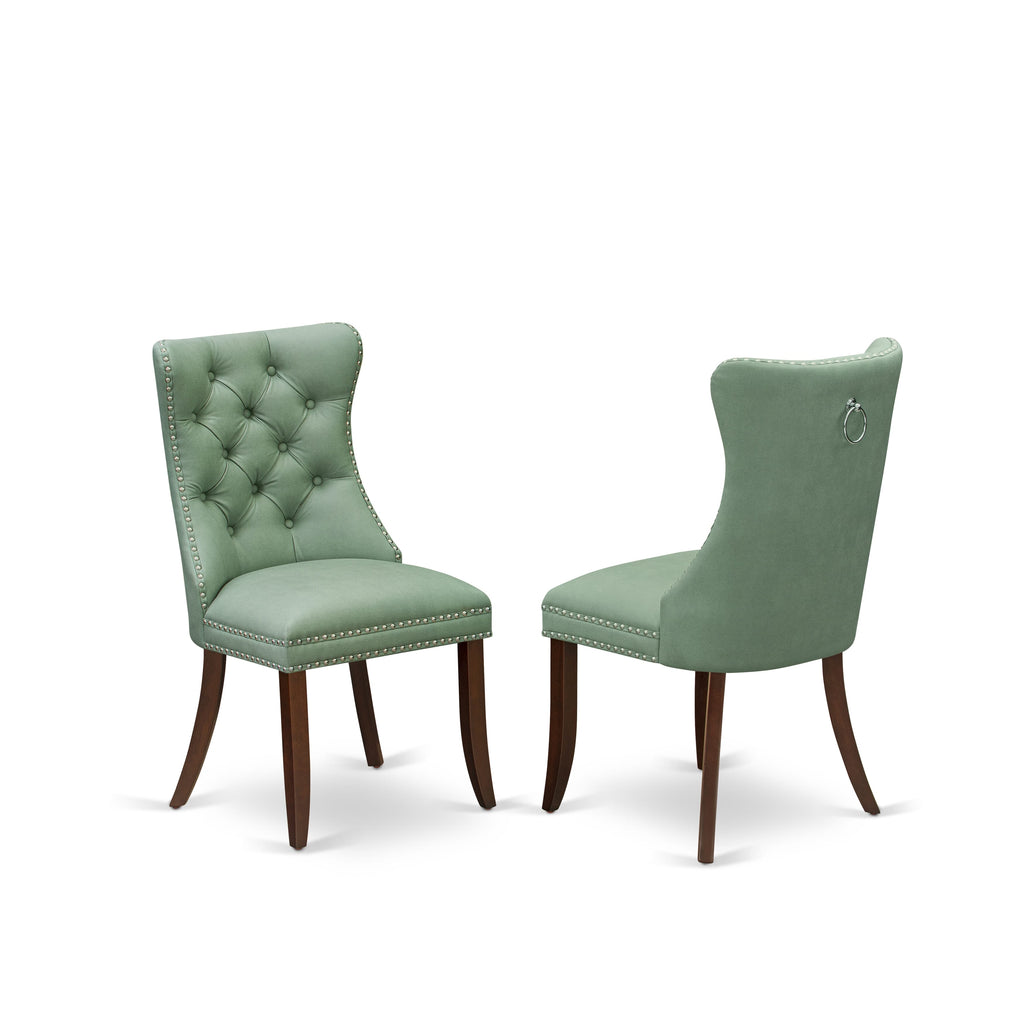 East West Furniture NDDA5-MAH-22 5 Piece Dining Set Consists of a Rectangle Kitchen Table with Dropleaf and 4 Upholstered Parson Chairs, 30x48 Inch, Mahogany