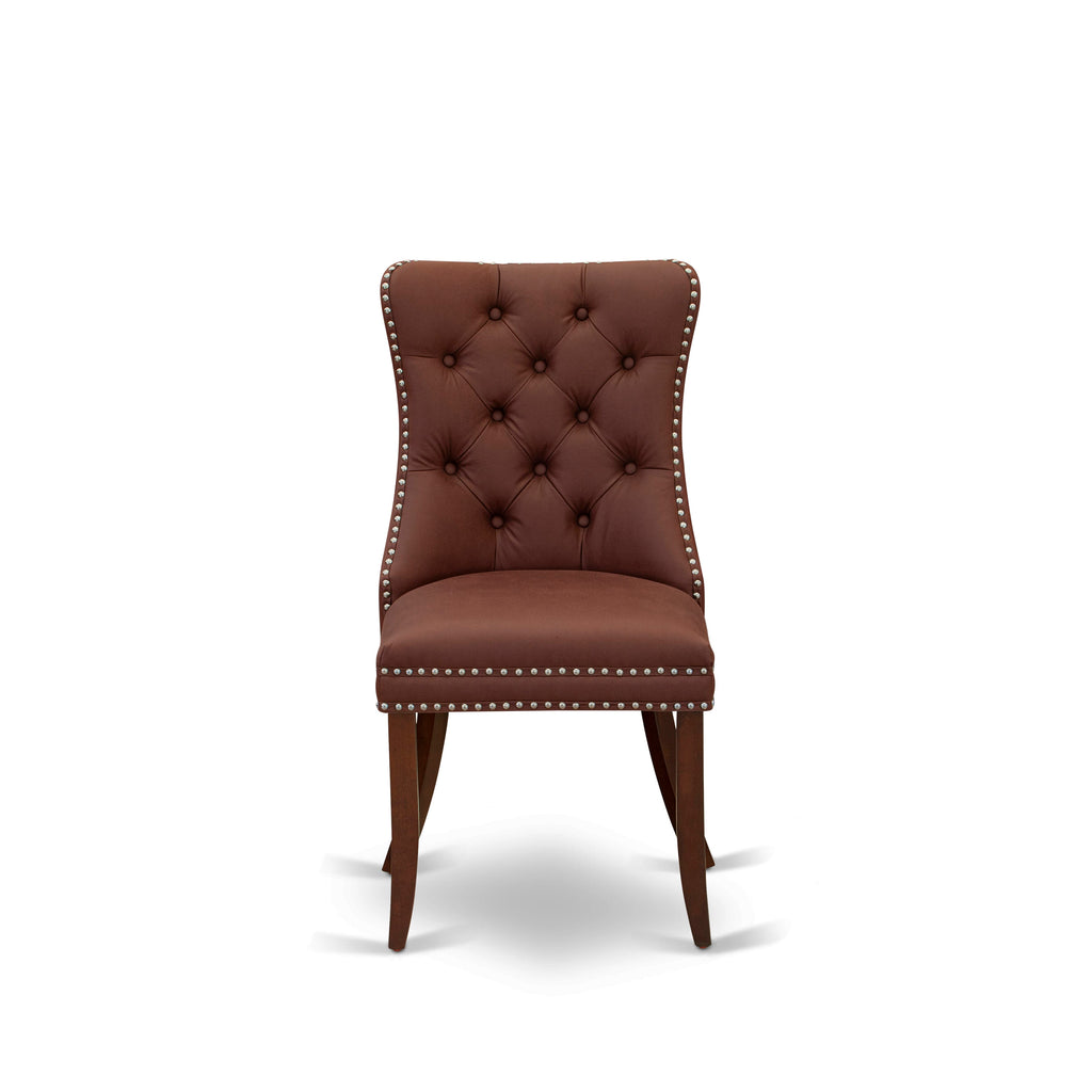 East West Furniture DAP3F26 Dallas Parson Dining Chairs - Button Tufted Nailhead Trim Burgundy faux Leather Upholstered Chairs