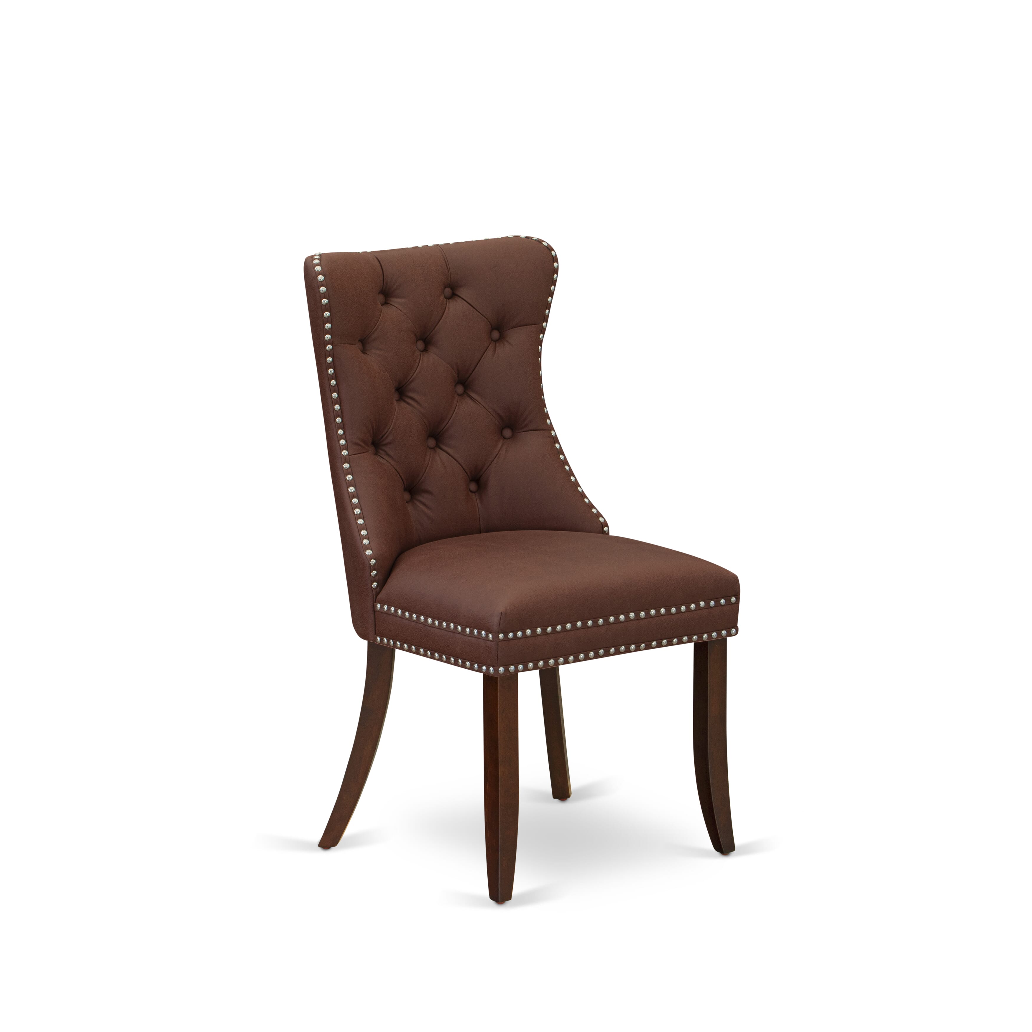 Luxe by East West Furniture 48DA3-312-26 3-Pc Kitchen Table Set Include a Dining Table with Rippled Sand Marble Pattern Tabletop and 2 Burgundy Faux Leather Chairs, Mahogany
