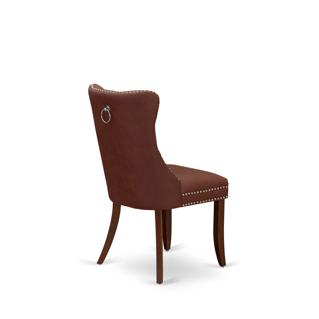 East West Furniture DAP3F26 Dallas Parson Dining Chairs - Button Tufted Nailhead Trim Burgundy faux Leather Upholstered Chairs