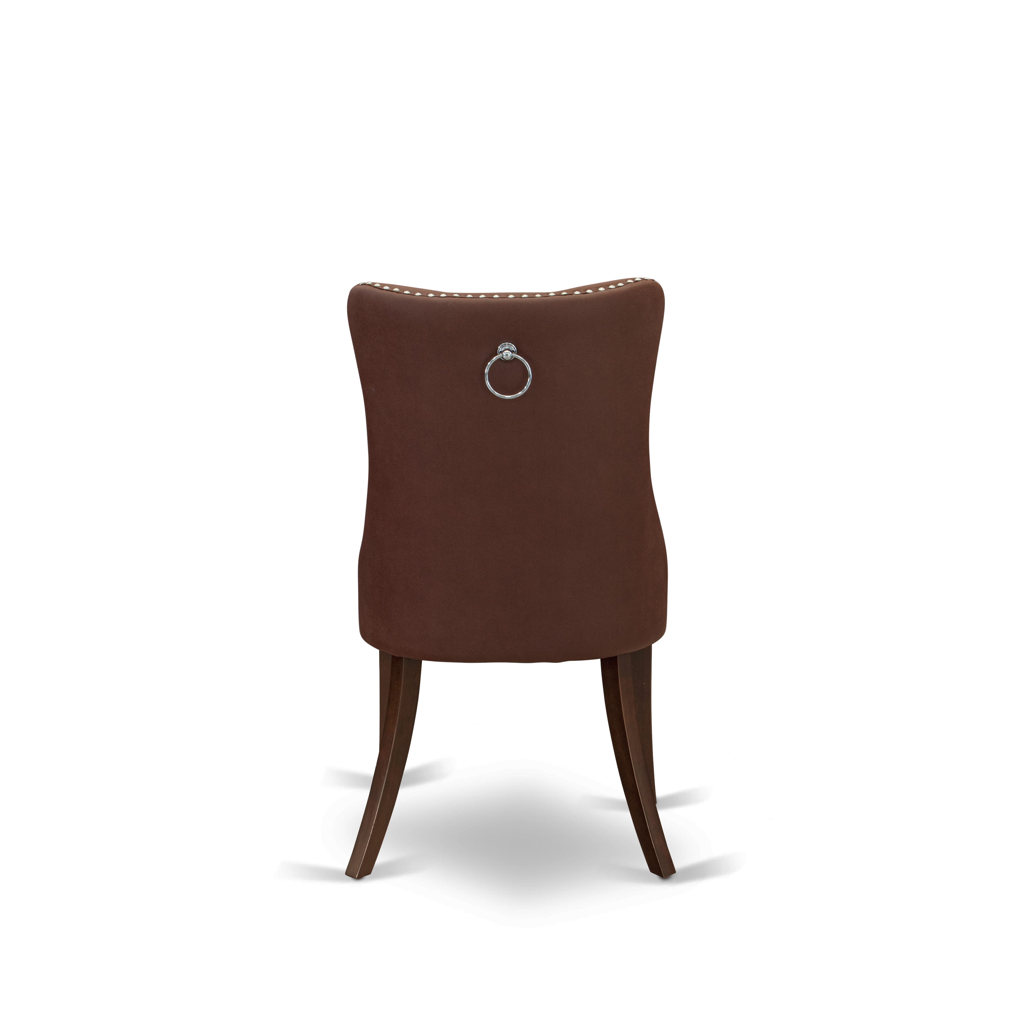 Luxe by East West Furniture 48DA3-312-26 3-Pc Kitchen Table Set Include a Dining Table with Rippled Sand Marble Pattern Tabletop and 2 Burgundy Faux Leather Chairs, Mahogany