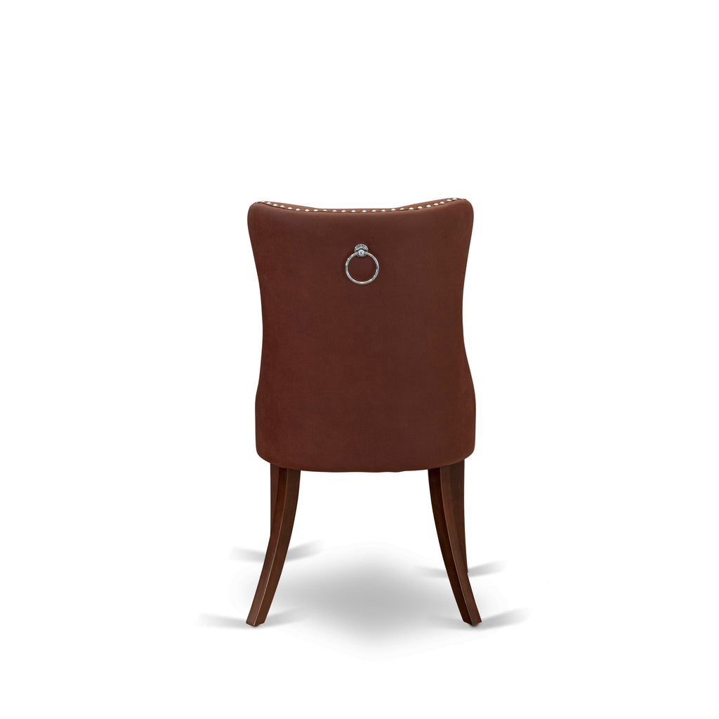 East West Furniture DAP3F26 Dallas Parson Dining Chairs - Button Tufted Nailhead Trim Burgundy faux Leather Upholstered Chairs