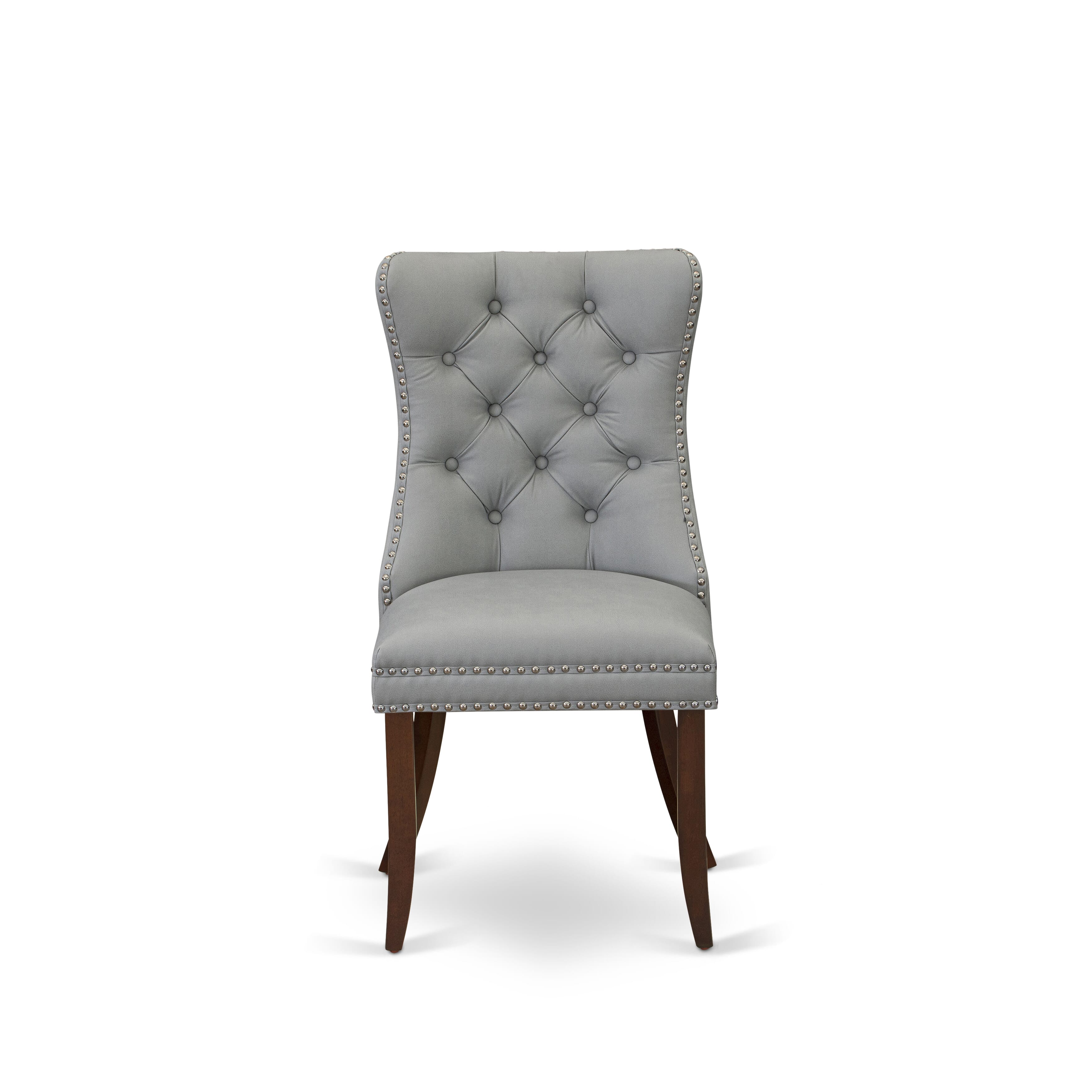 Luxe by East West Furniture 48DA5-312-27 5-Pc Dining Table Set Include a Dining Table with Rippled Sand Marble Pattern Tabletop and 4 Light Gray Faux Leather Chairs, Mahogany