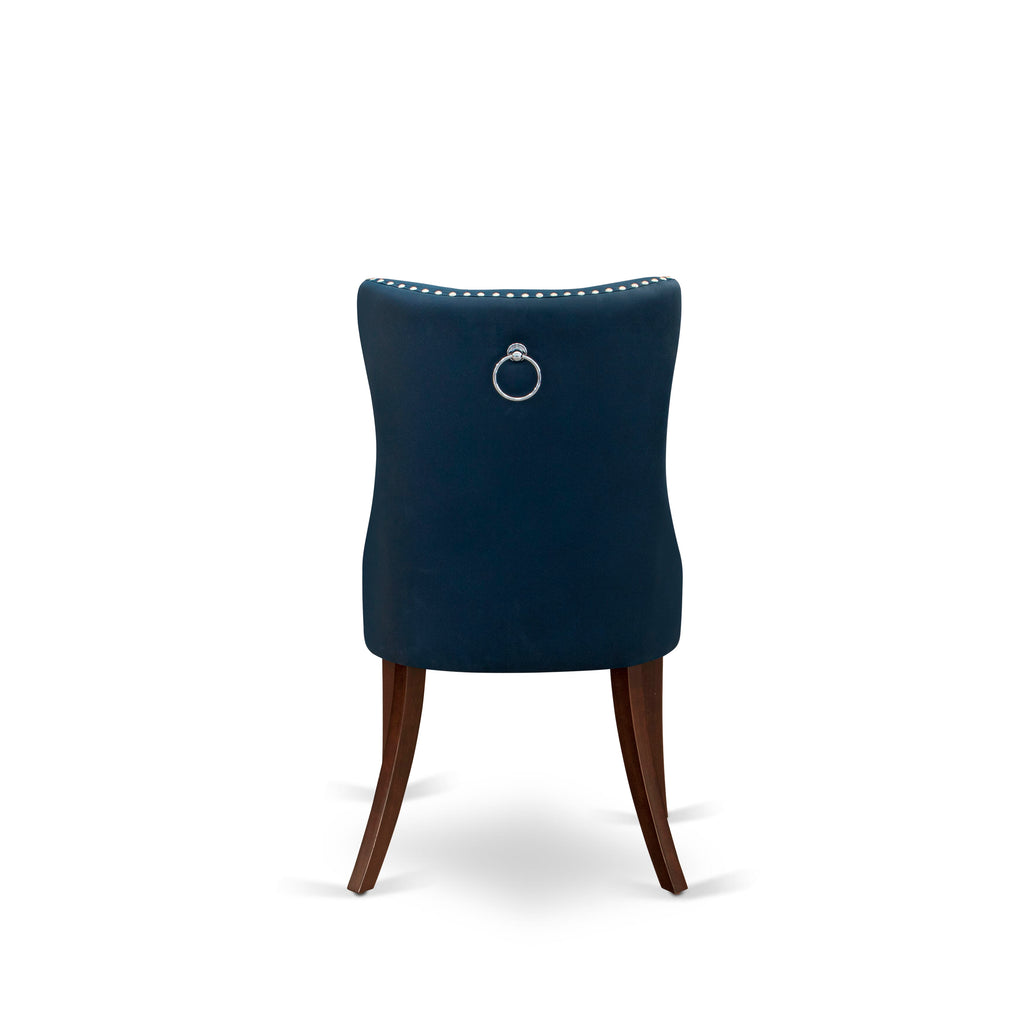 East West Furniture DAP3F29 Dallas Parsons Dining Chairs - Button Tufted Nailhead Trim Navy Blue faux Leather Upholstered Chairs
