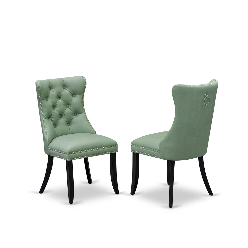 Luxe East West Furniture X07DA-B06-22 9-piece Modern Dining Room Table Set a Rectangular Kitchen Table and wooden Bench and 7 Willow Green Faux Leather Dining Chair