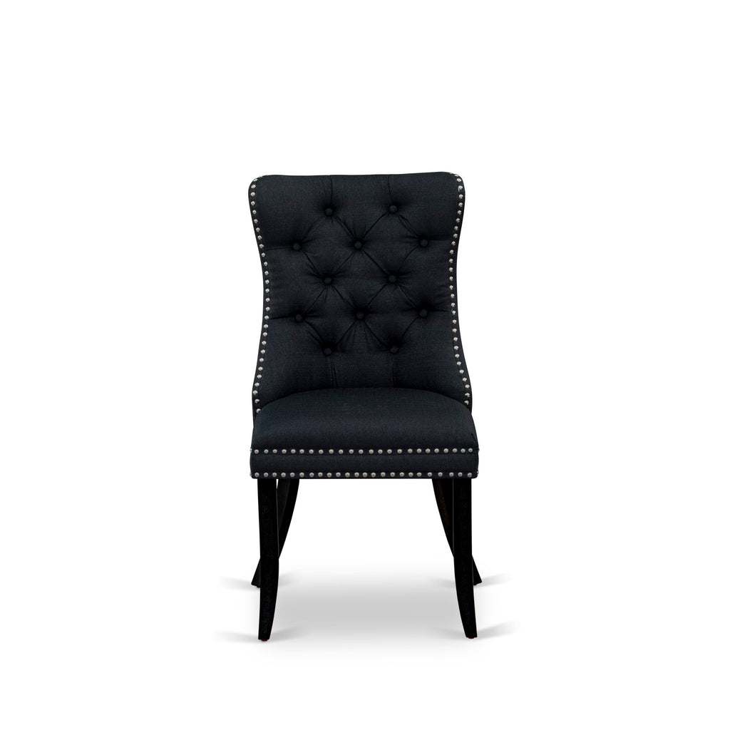 East West Furniture WEDA5-BLK-24 5 Piece Dining Set Consists of a Rectangle Wooden Table with Removable leaf and 4 Upholstered Chairs, 42x60 Inch, Black