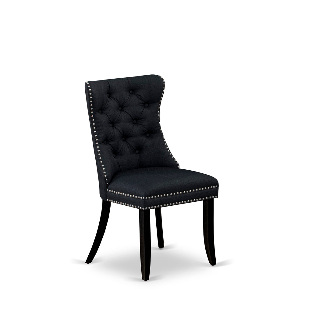 East West Furniture WEDA5-BLK-24 5 Piece Dining Set Consists of a Rectangle Wooden Table with Removable leaf and 4 Upholstered Chairs, 42x60 Inch, Black