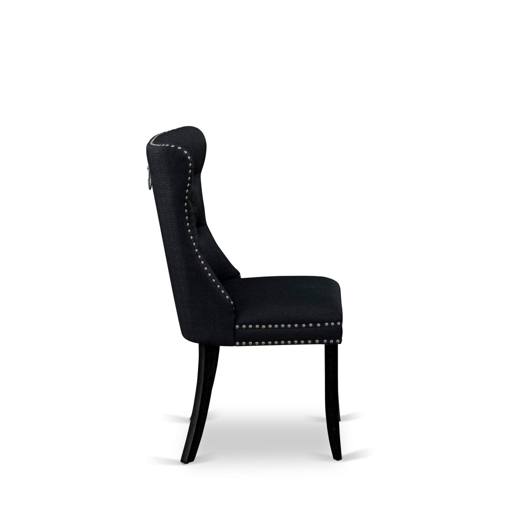 East West Furniture WEDA5-BLK-24 5 Piece Dining Set Consists of a Rectangle Wooden Table with Removable leaf and 4 Upholstered Chairs, 42x60 Inch, Black