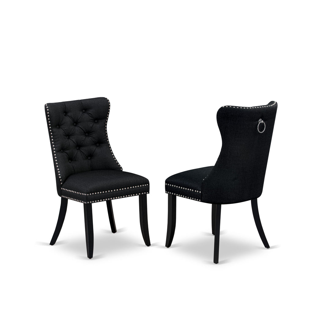 East West Furniture WEDA5-BLK-24 5 Piece Dining Set Consists of a Rectangle Wooden Table with Removable leaf and 4 Upholstered Chairs, 42x60 Inch, Black