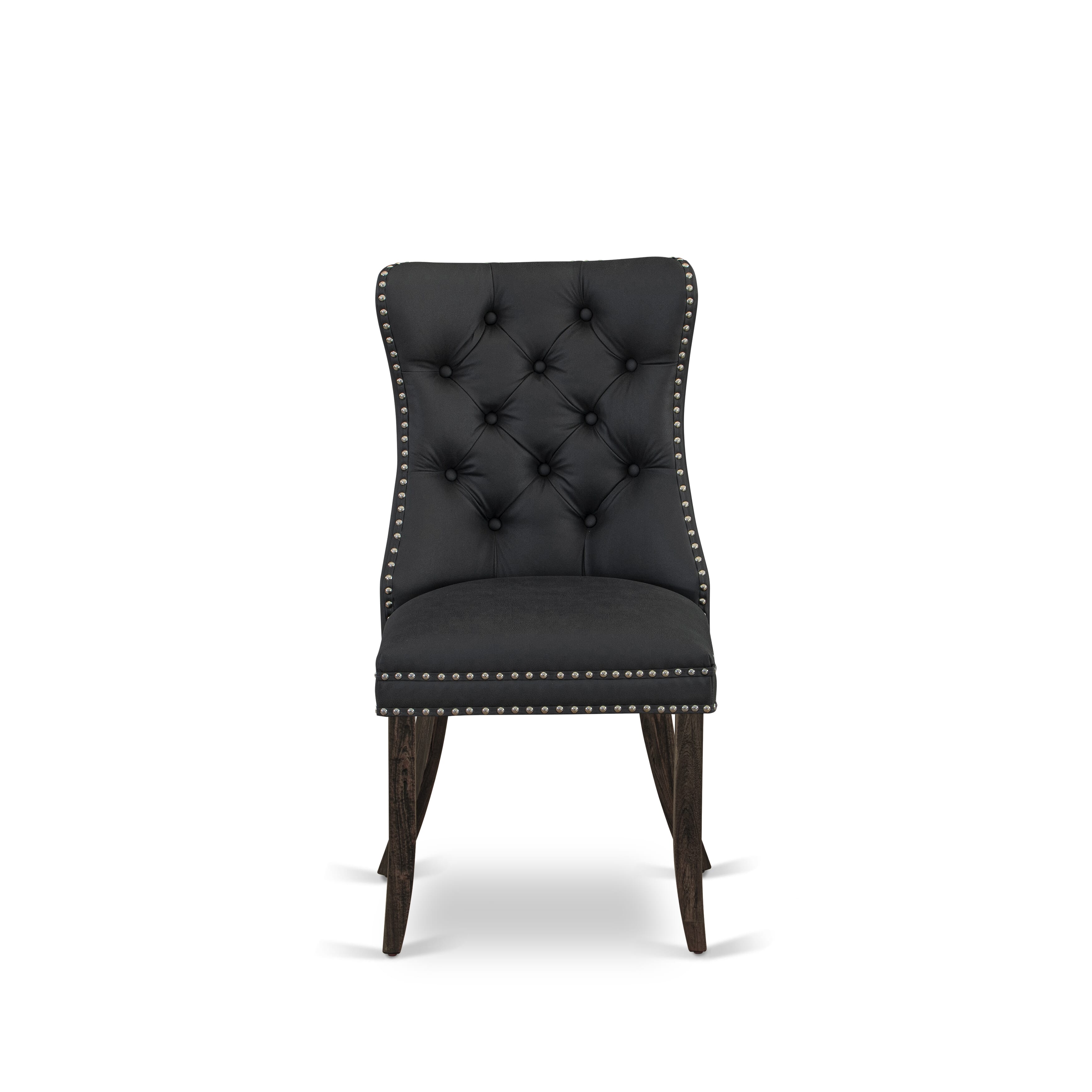 East West Furniture LADA5-07-T12 5 Piece Dining Set Consists of a Rectangle Wooden Table with Removable leaf and 4 Upholstered Chairs, 42x92 Inch, Distressed Jacobean