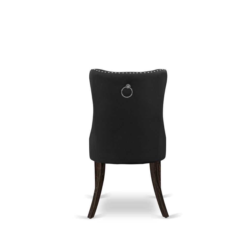 Sillas Parson Dallas DAP7F12 de East West Furniture - Sillas de comedor acolchadas de cuero sintético gris oscuro con botones y ribete de tachuelas