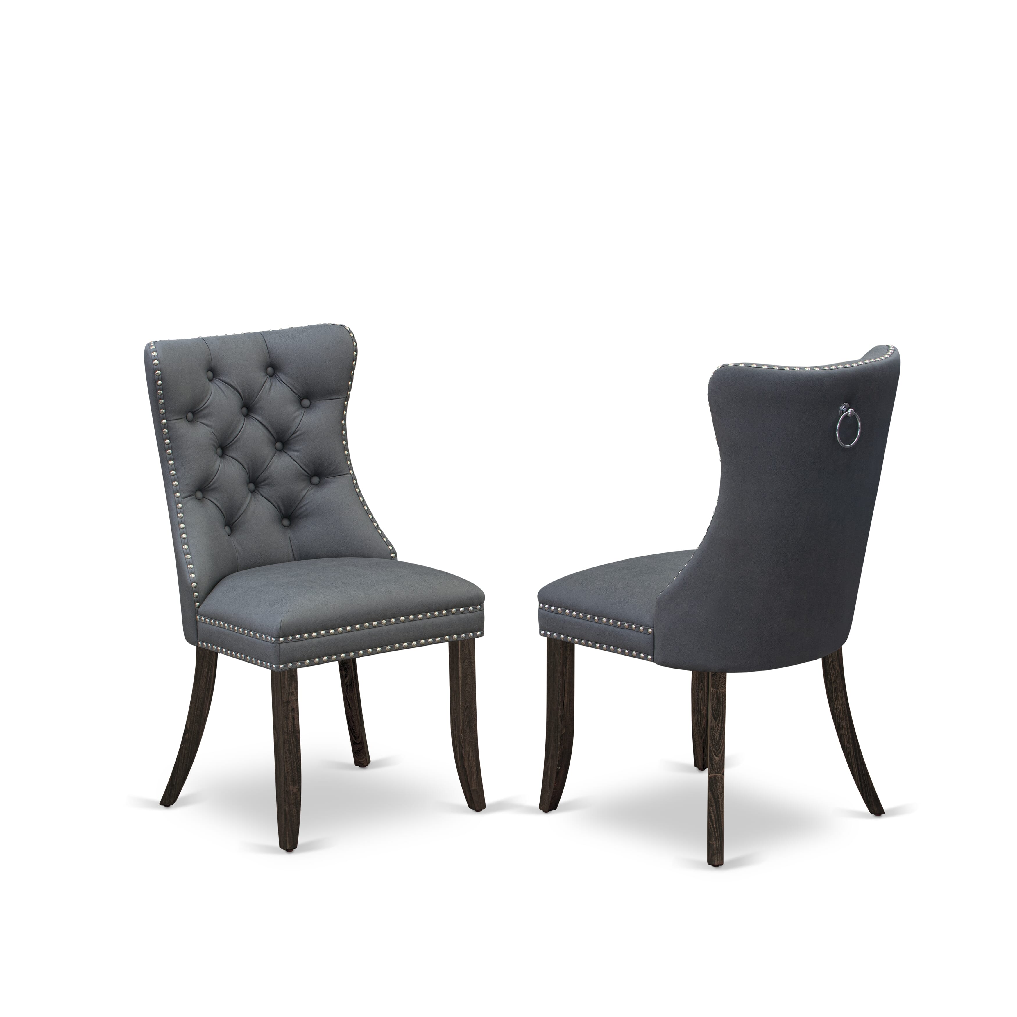 East West Furniture LADA9-07-T13 9 Piece Dinette Set Consists of a Rectangle Kitchen Table with Removable leaf and 8 Parson Chairs, 42x92 Inch, Distressed Jacobean