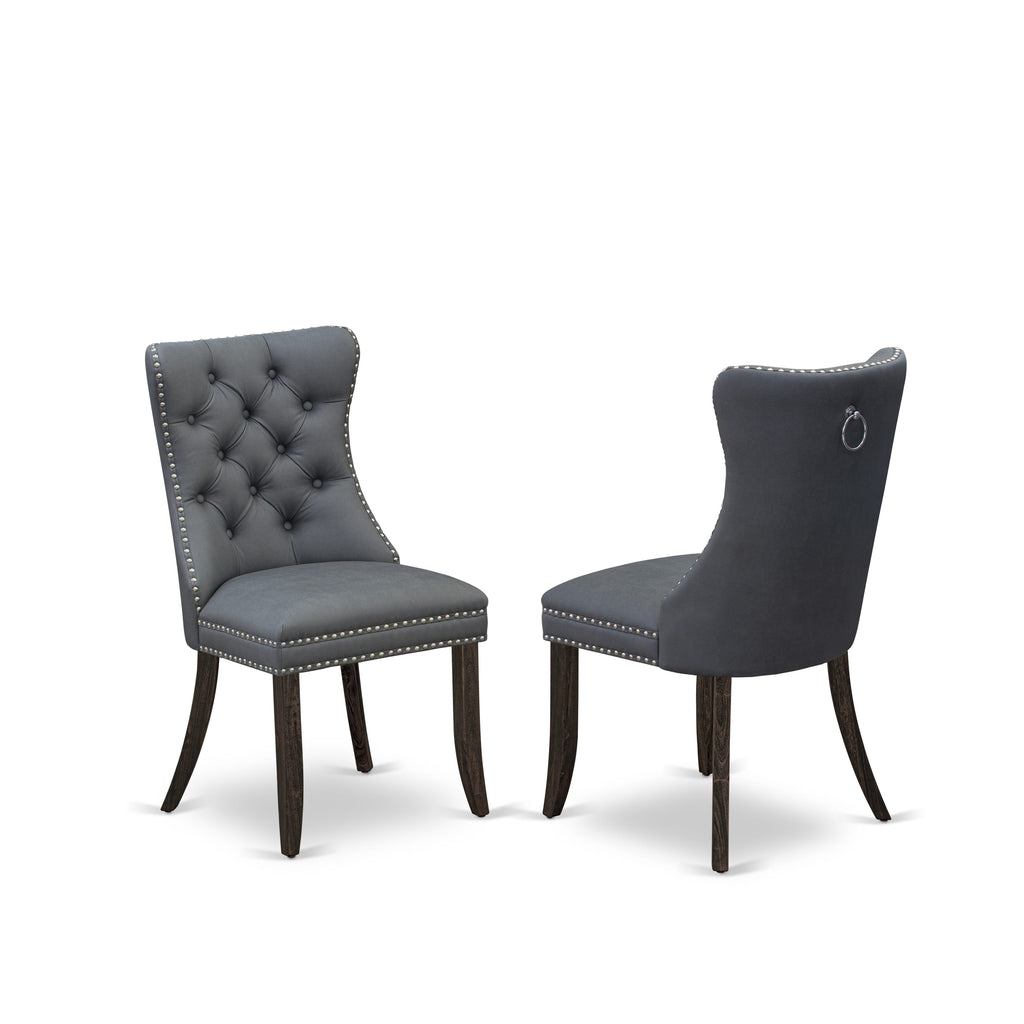 East West Furniture LADA9-07-T13 9 Piece Dinette Set Consists of a Rectangle Kitchen Table with Removable leaf and 8 Parson Chairs, 42x92 Inch, Distressed Jacobean