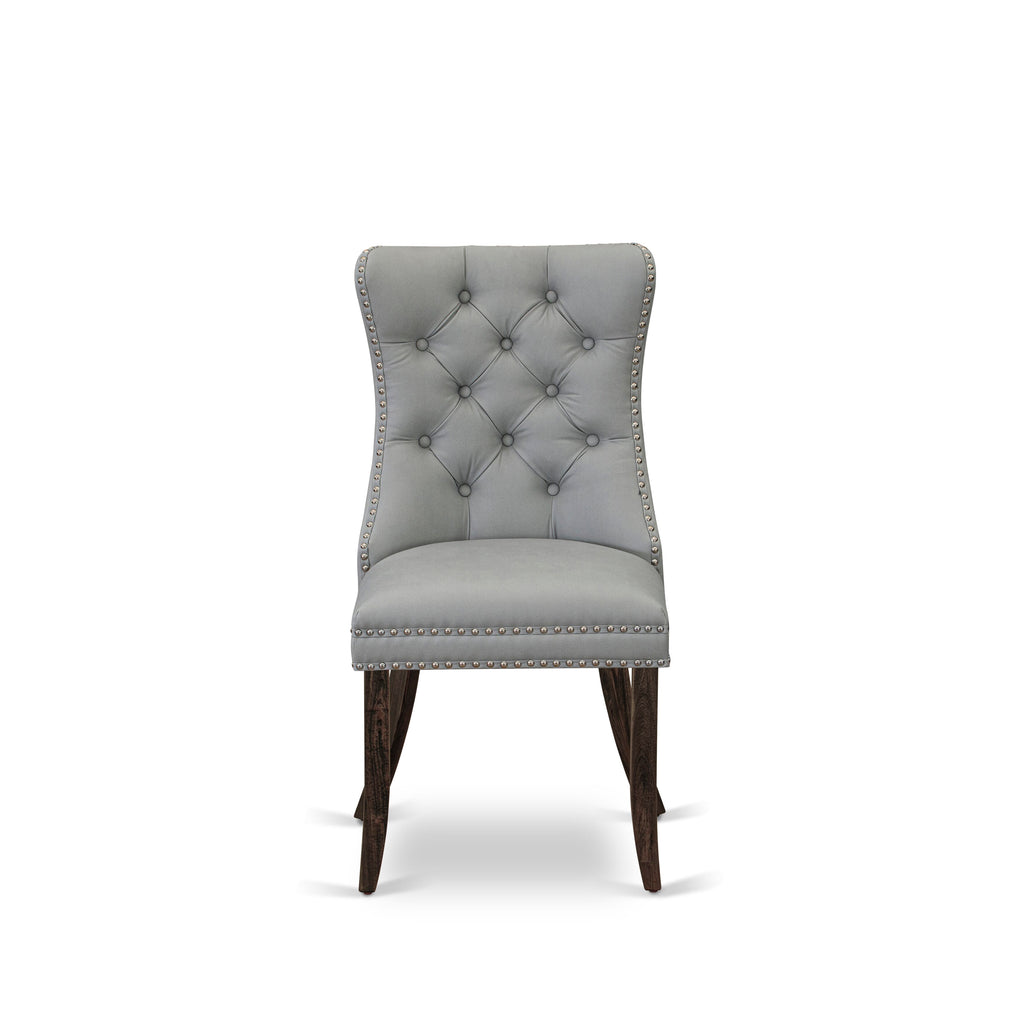 East West Furniture LADA9-07-T27 9 Piece Dinette Set Contains a Rectangle Dining Table with Removable leaf and 8 Upholstered Chairs, 42x92 Inch, Distressed Jacobean