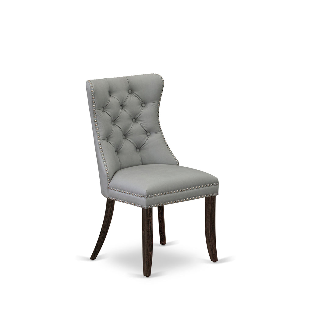 East West Furniture LADA9-07-T27 9 Piece Dinette Set Contains a Rectangle Dining Table with Removable leaf and 8 Upholstered Chairs, 42x92 Inch, Distressed Jacobean