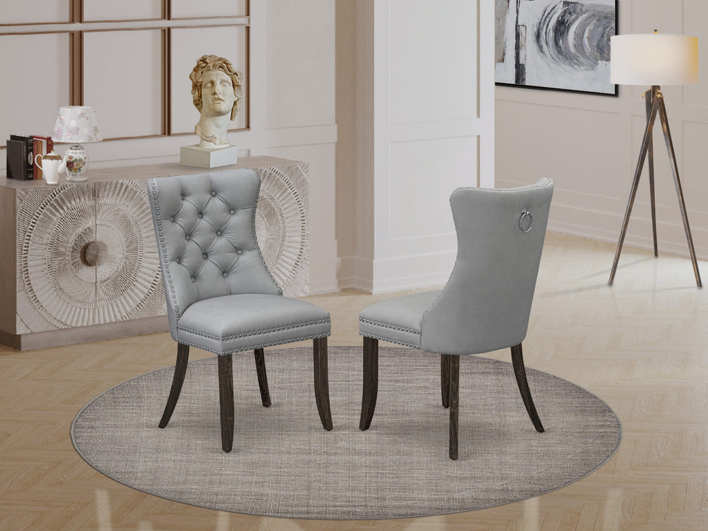 East West Furniture CNDA7-07-T27 7 Piece Modern Dining Set Contains a Rectangle Rustic Wood Kitchen Table and 6 Upholstered Chairs, 36x60 Inch, Distressed Jacobean