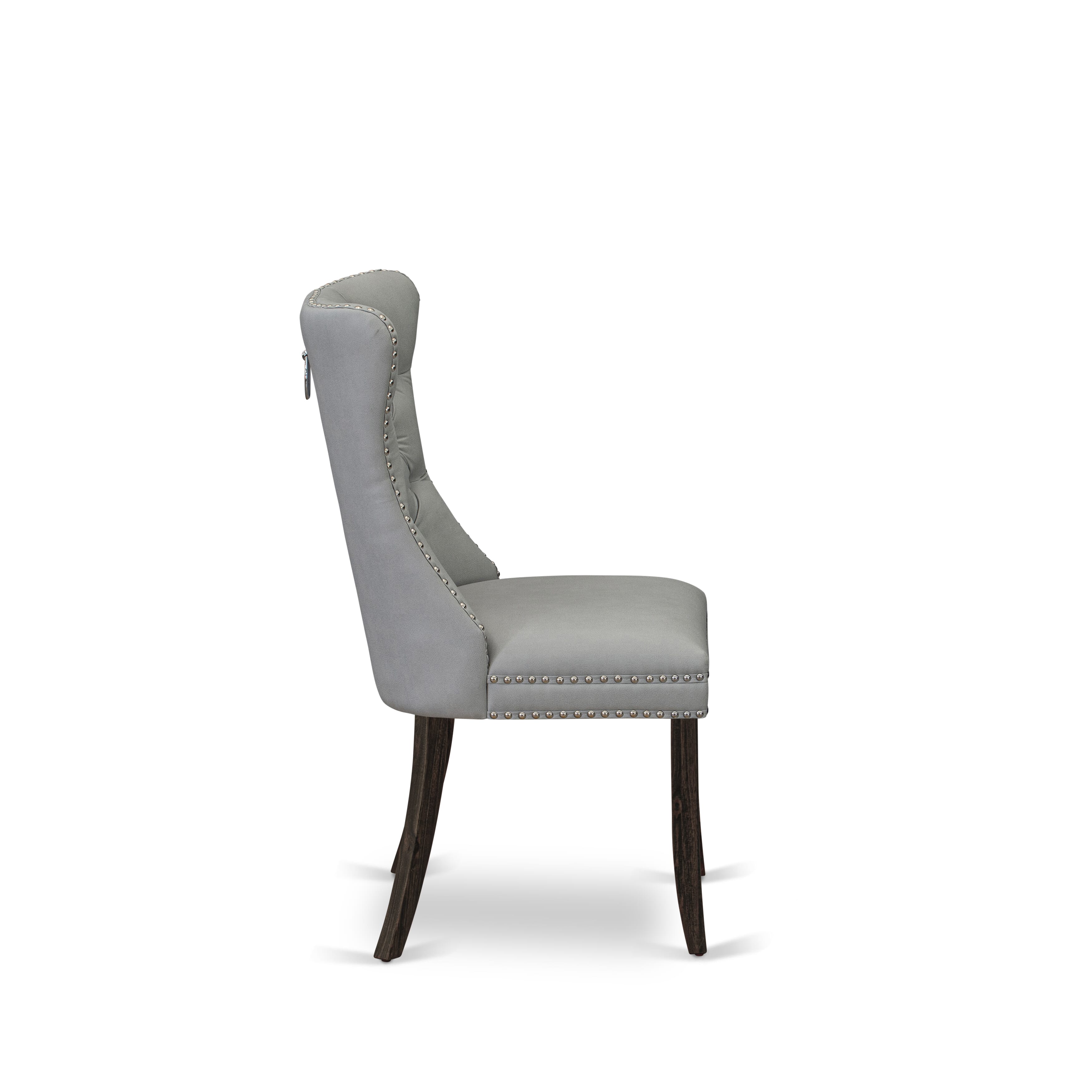 East West Furniture LADA9-07-T27 9 Piece Dinette Set Contains a Rectangle Dining Table with Removable leaf and 8 Upholstered Chairs, 42x92 Inch, Distressed Jacobean