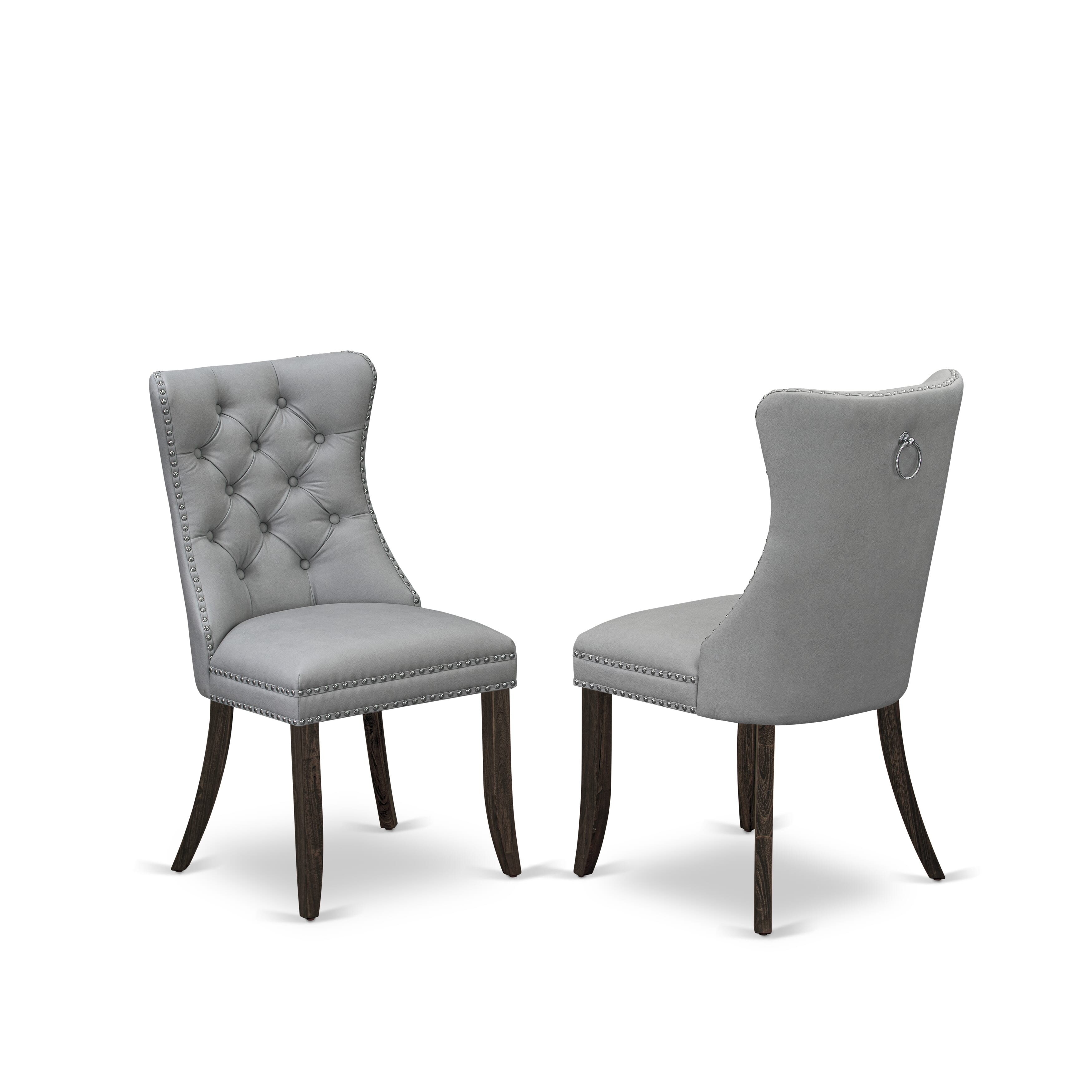 East West Furniture LADA7-07-T27 7 Piece Dining Set Includes a Rectangle Solid Wood Table with Removable leaf and 6 Upholstered Chairs, 42x92 Inch, Distressed Jacobean