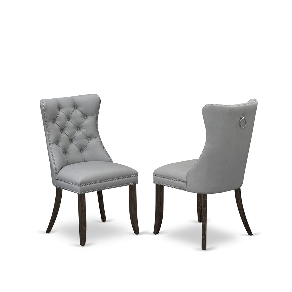 East West Furniture LADA9-07-T27 9 Piece Dinette Set Contains a Rectangle Dining Table with Removable leaf and 8 Upholstered Chairs, 42x92 Inch, Distressed Jacobean