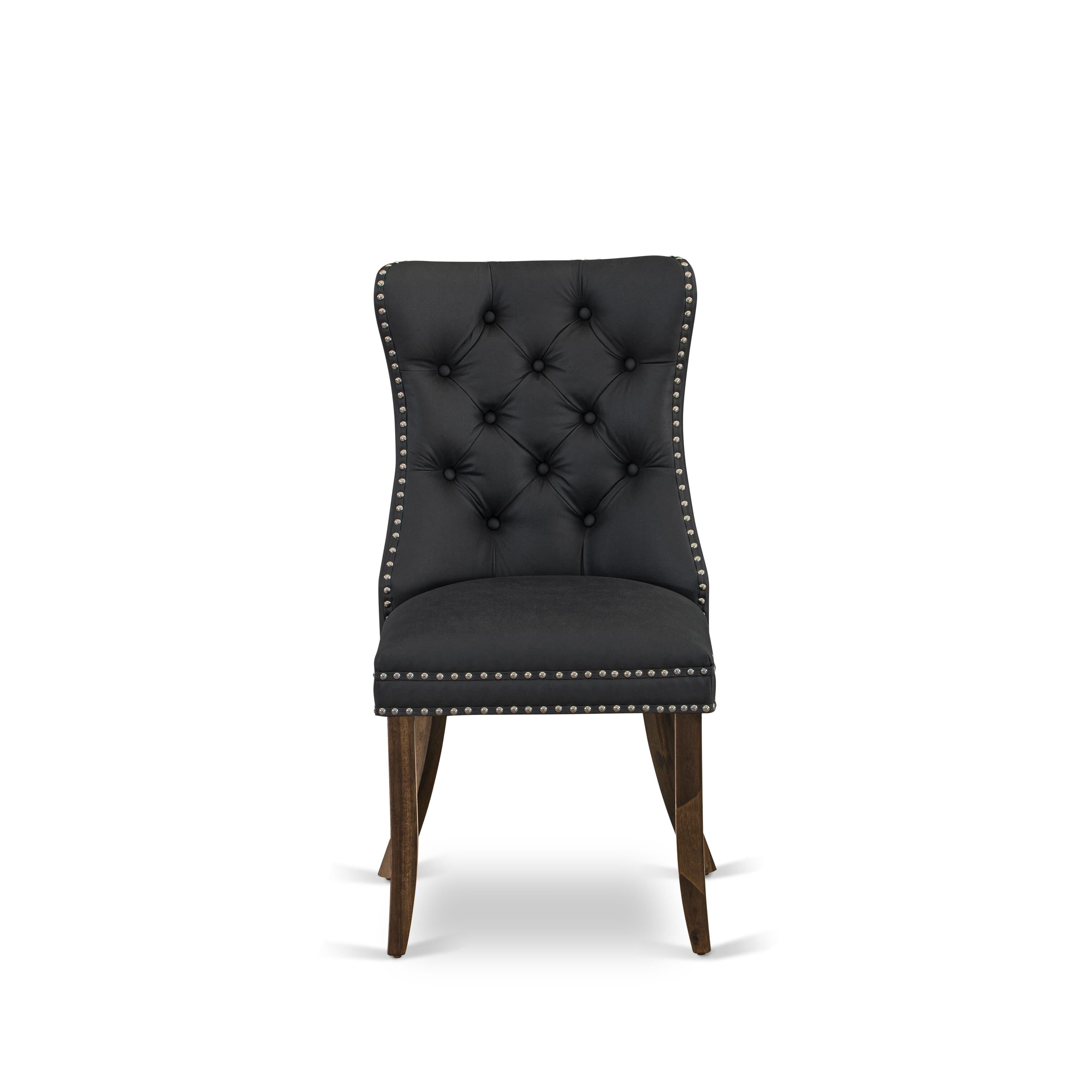 X12DA-008-12 -13 Pieces Extendable Dining Set Includes a Rectangle Xtenczar Kitchen Table and 12 Dark Gray Faux Leather Dining Chairs, Antique Walnut.