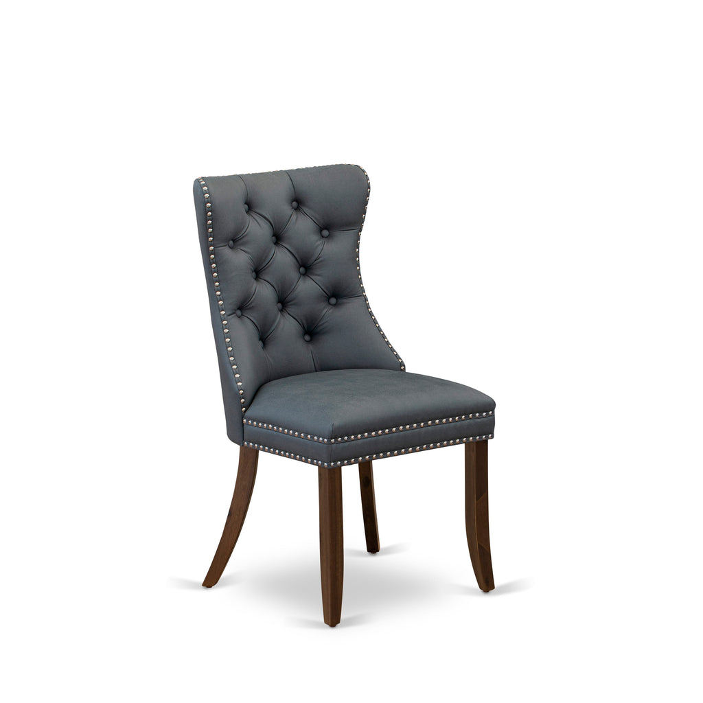 Luxe by East West Furniture F8DA5-50N-13 5-piece Dining Room set included a Kitchen Table and 4 Platinum Gray Faux Leather Modern Dining Chairs with Button Tufted Back - Antique Walnut Finish