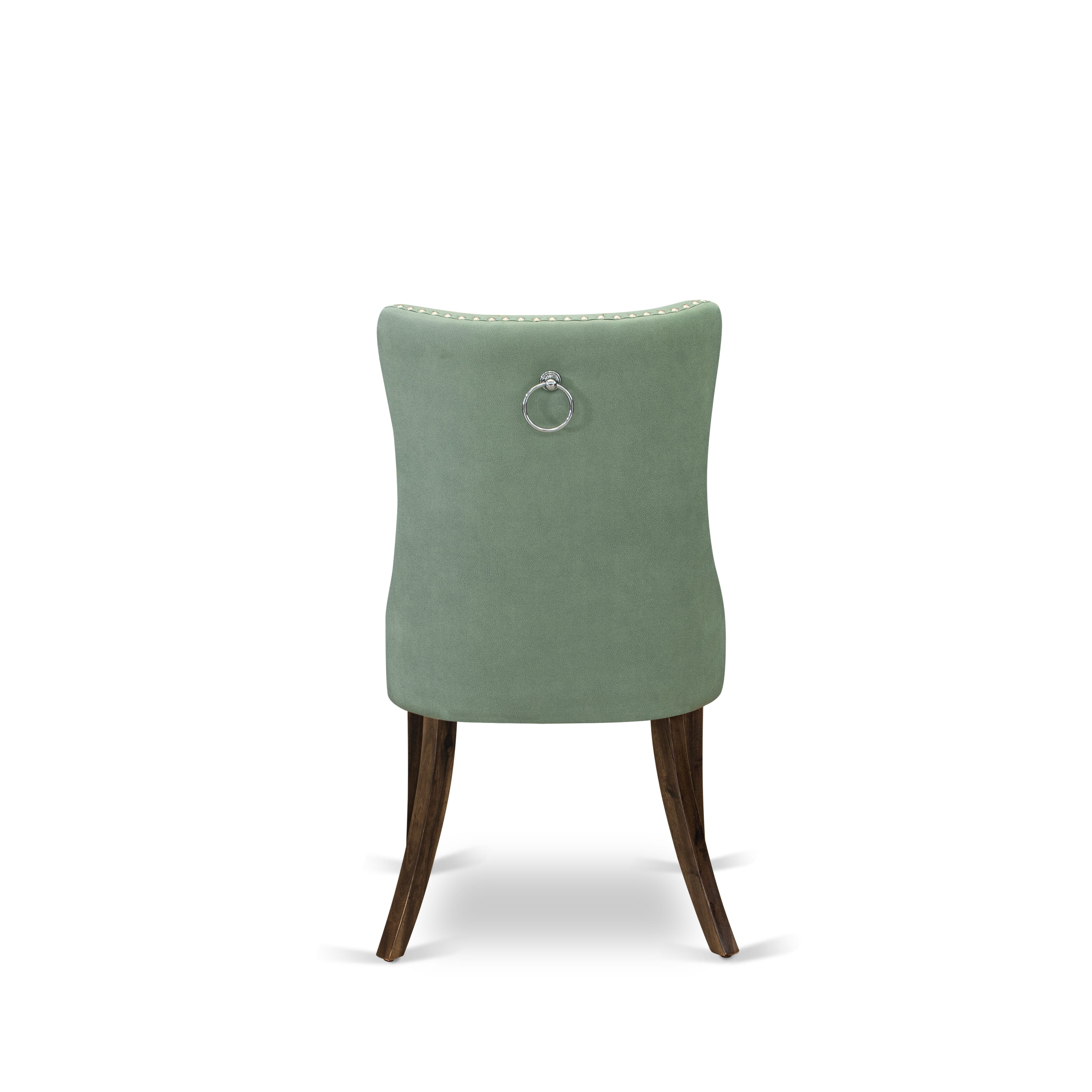 Luxe by East West Furniture F8DA7-40N-22 7-Pc Kitchen Set Include a Modern Table and 6 Willow Green Faux Leather Upholstered Chairs with Button-Tufted Back, Antique Walnut