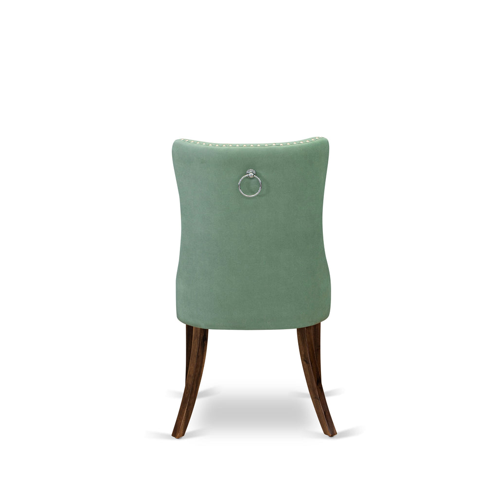 Luxe by East West Furniture F8DA5-50N-22 5-Pc Dining Room Set Include a Dinning Table and 4 Willow Green Faux Leather Parson Chairs with Button-Tufted Back, Antique Walnut