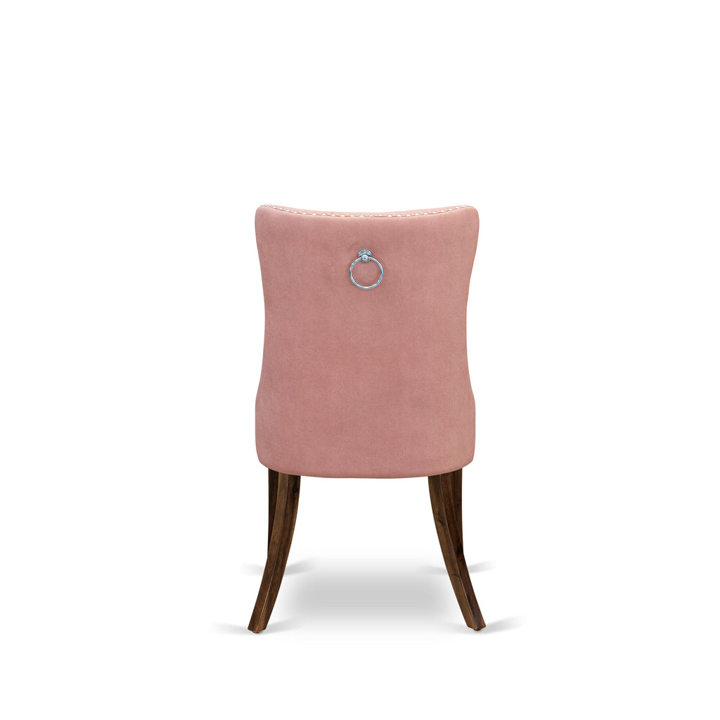 Luxe by East West Furniture F2DA7-50N-23 7-Pc Dinner Set Contain a Mid Century Table and 6 Beige Red Faux Leather Upholstered Chairs with Button-Tufted Back, Antique Walnut