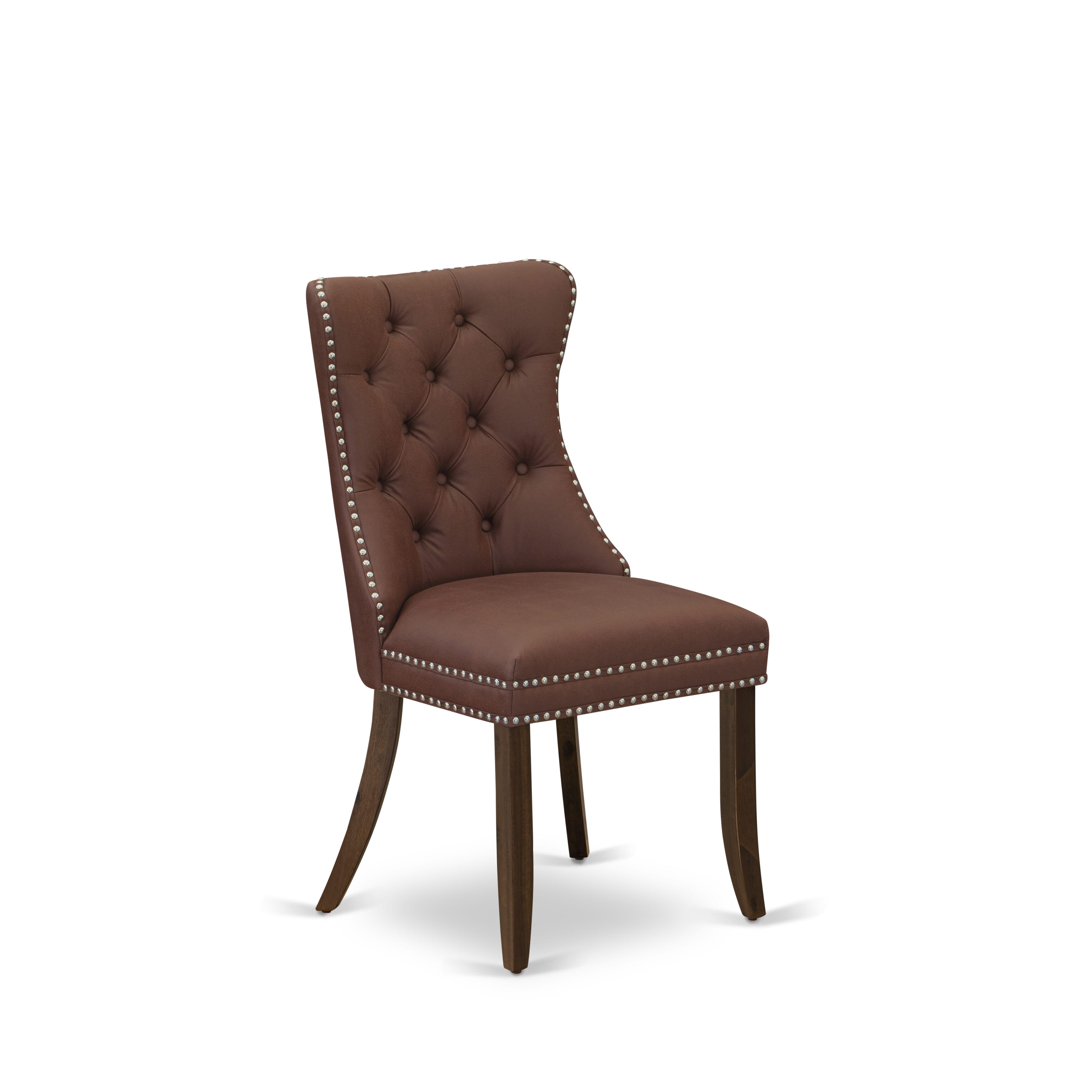 Luxe by East West Furniture F8DA7-50N-26 7-Pc Dinner Table Set Consist a Dinner Table and 6 Burgundy Faux Leather Padded Chairs with Button-Tufted Back, Antique Walnut