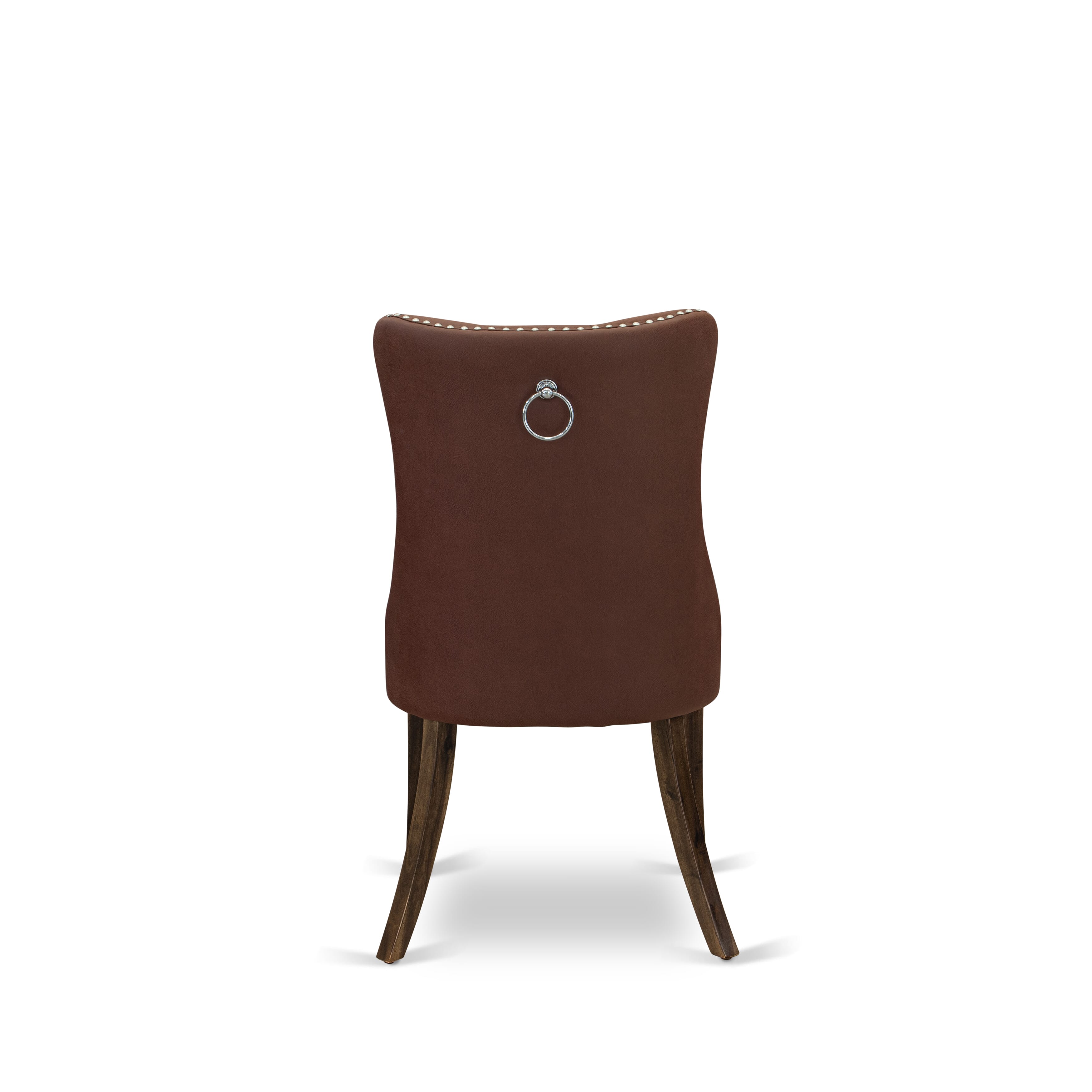Luxe by East West Furniture F2DA7-50N-26 7-Pc Dining Set Contain a Mid Century Modern Table and 6 Burgundy Faux Leather Padded Chairs with Button-Tufted Back, Antique Walnut