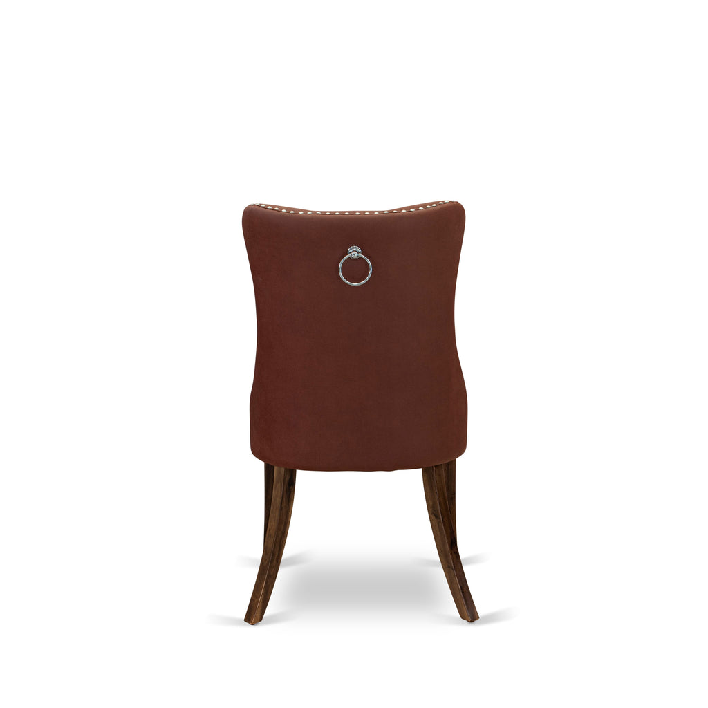 Luxe by East West Furniture I7DA7-40N-26 7-Pc Kitchen Table Set Consist a Mid Century Dining Table and 6 Burgundy Faux Leather Chairs with Button-Tufted Back, Antique Walnut