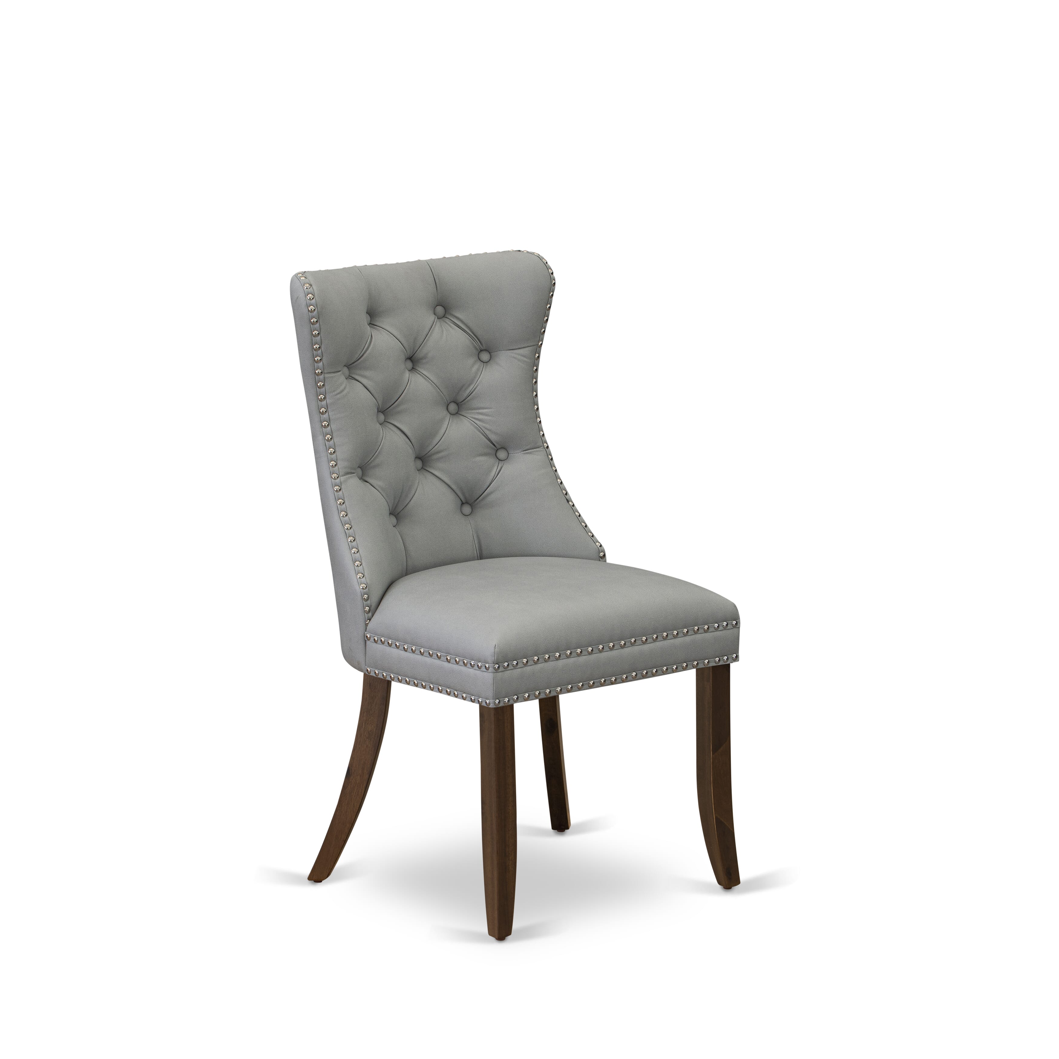 Luxe by East West Furniture F6DA5-40N-27 5-Pc Modern Dining Set Consist a Wood Dining Table and 4 Light Gray Faux Leather Padded Chairs with Button-Tufted Back, Antique Walnut