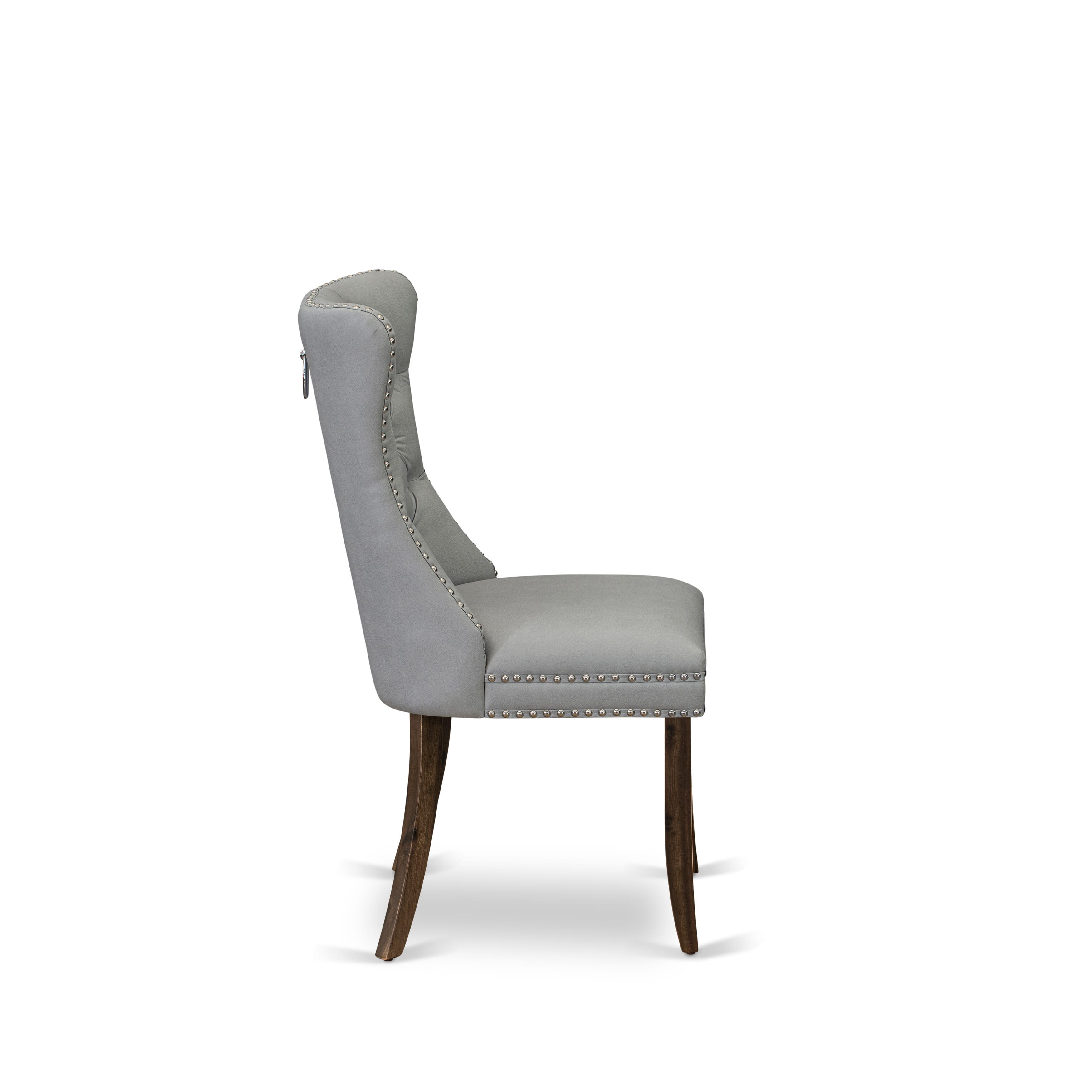 Luxe by East West Furniture F2DA5-50N-27 5-Pc Modern Dining Set Consist a Kitchen Table and 4 Light Gray Faux Leather Parsons Chairs with Button-Tufted Back, Antique Walnut