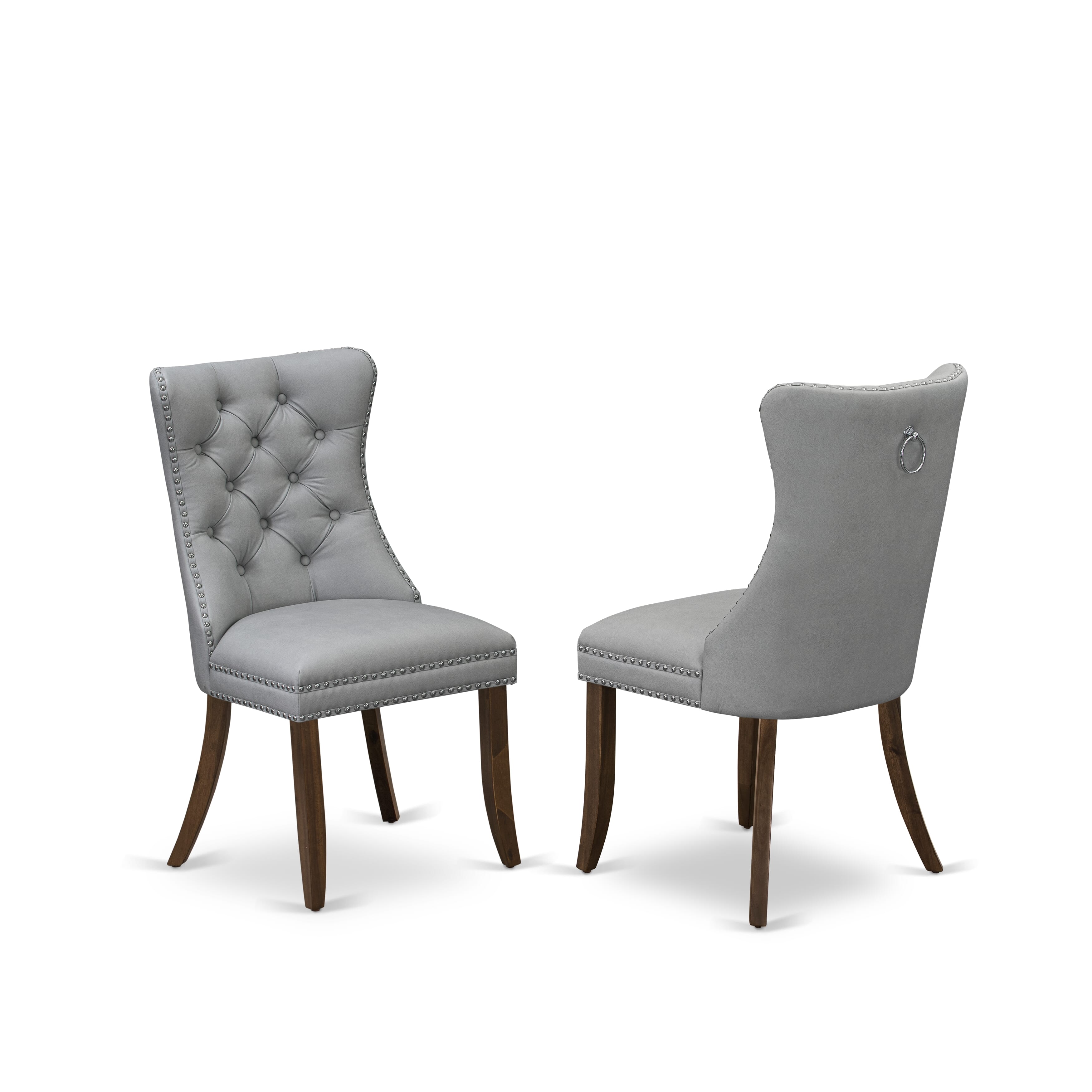 East West Furniture HBDA5-AWA-27 5 Piece Dining Room Furniture Set Contains a Round Solid Wood Table and 4 Upholstered Parson Chairs, 42x42 Inch, Antique Walnut