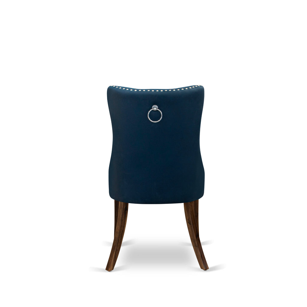 Luxe by East West Furniture I8DA7-40N-29 7-Piece Dining Room Set with Faux Leather 6 Navy Blue kitchen chairs, Button-Tufted Backs, and a 48"Round Table in Antique Walnut Finish.