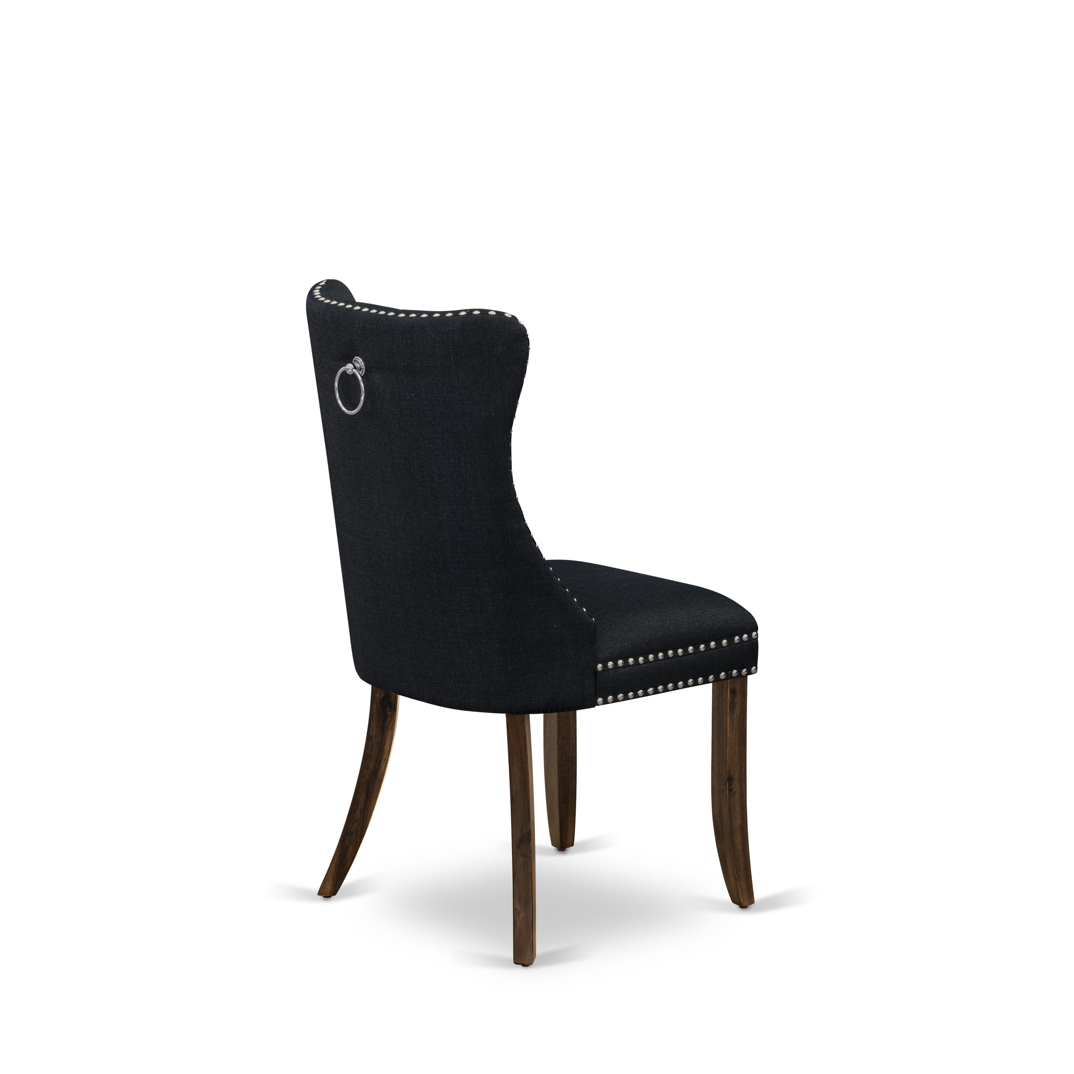Luxe by East West Furniture LEDA5-AWA-24-5 Pieces Modern Dining Set Includes a Rectangle Kitchen Table and 4 Black Linen fabric Dining Chairs, Antique Walnut