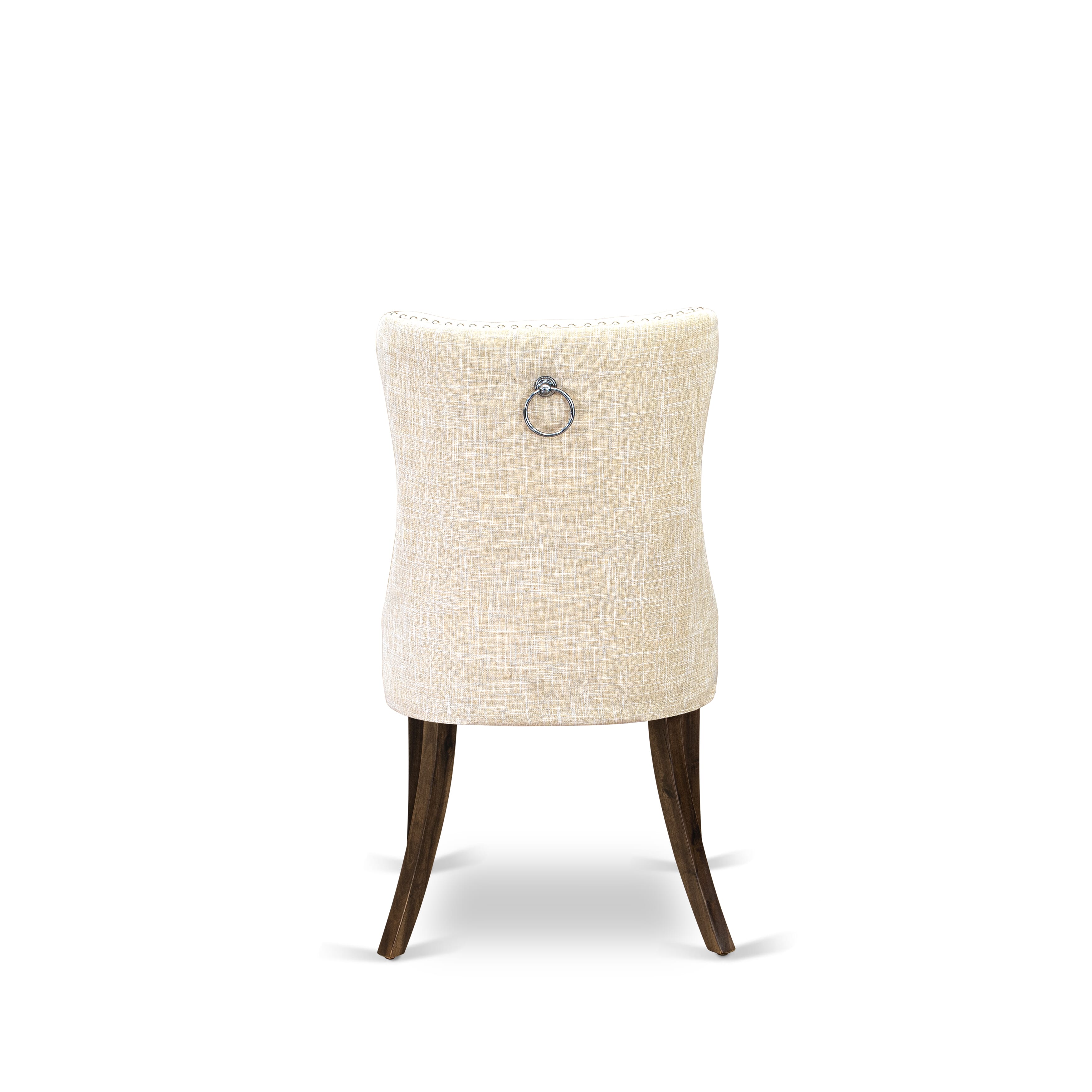 Luxe by East West Furniture NKDA7-AWA-32 7 Pieces Dining Set Contains a Rectangle Kitchen Table and 6 Light Beige Linen fabric Modern Chairs, Antique Walnut