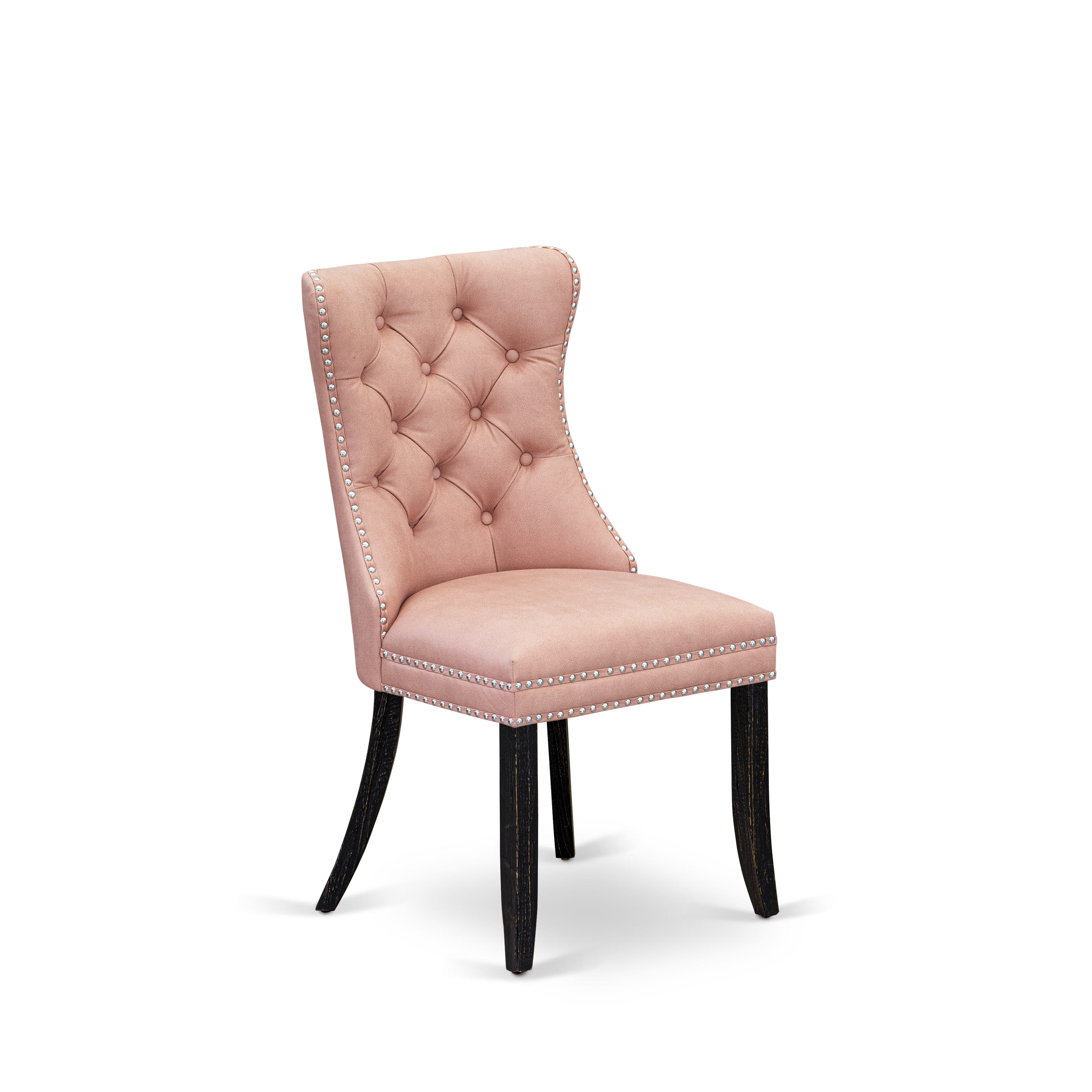 Luxe by East West Furniture NEDA7-SBB-23 7 Pieces Dining Set Contains a Rectangle Kitchen Table and 6 Beige Red Faux Leather Modern Chairs, Sand Blasting Black