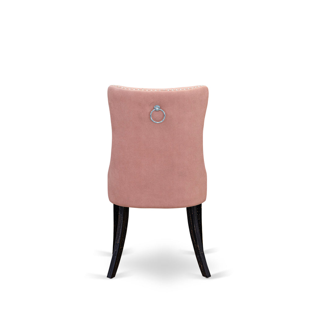 Luxe by East West Furniture I6DA7-411-23 7 Piece Dining Set Consists of a 48" Round Table with Pedestal and 6 Beige Red Faux Leather Upholstered Chairs, Sand Blasted Black