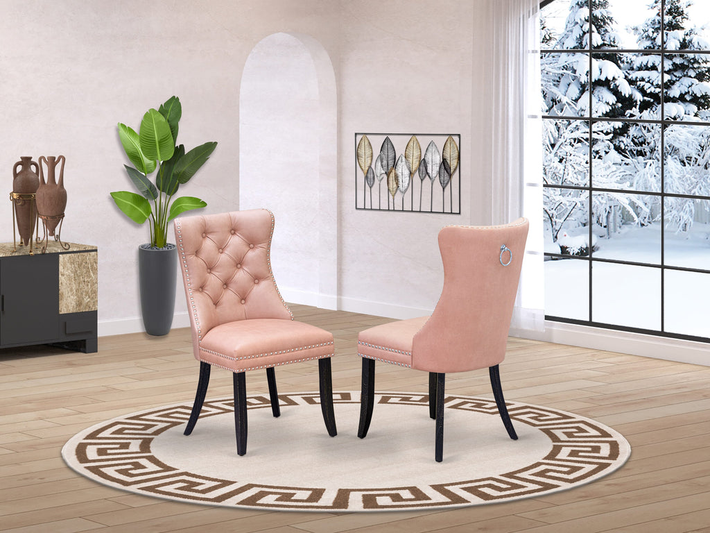 East West Furniture CNDA7-0N-T23 7 Piece Kitchen Table Set Includes a Rectangle Rustic Wood Table and 6 Upholstered Parson Chairs, 36x60 Inch, Sandblasting Antique Walnut