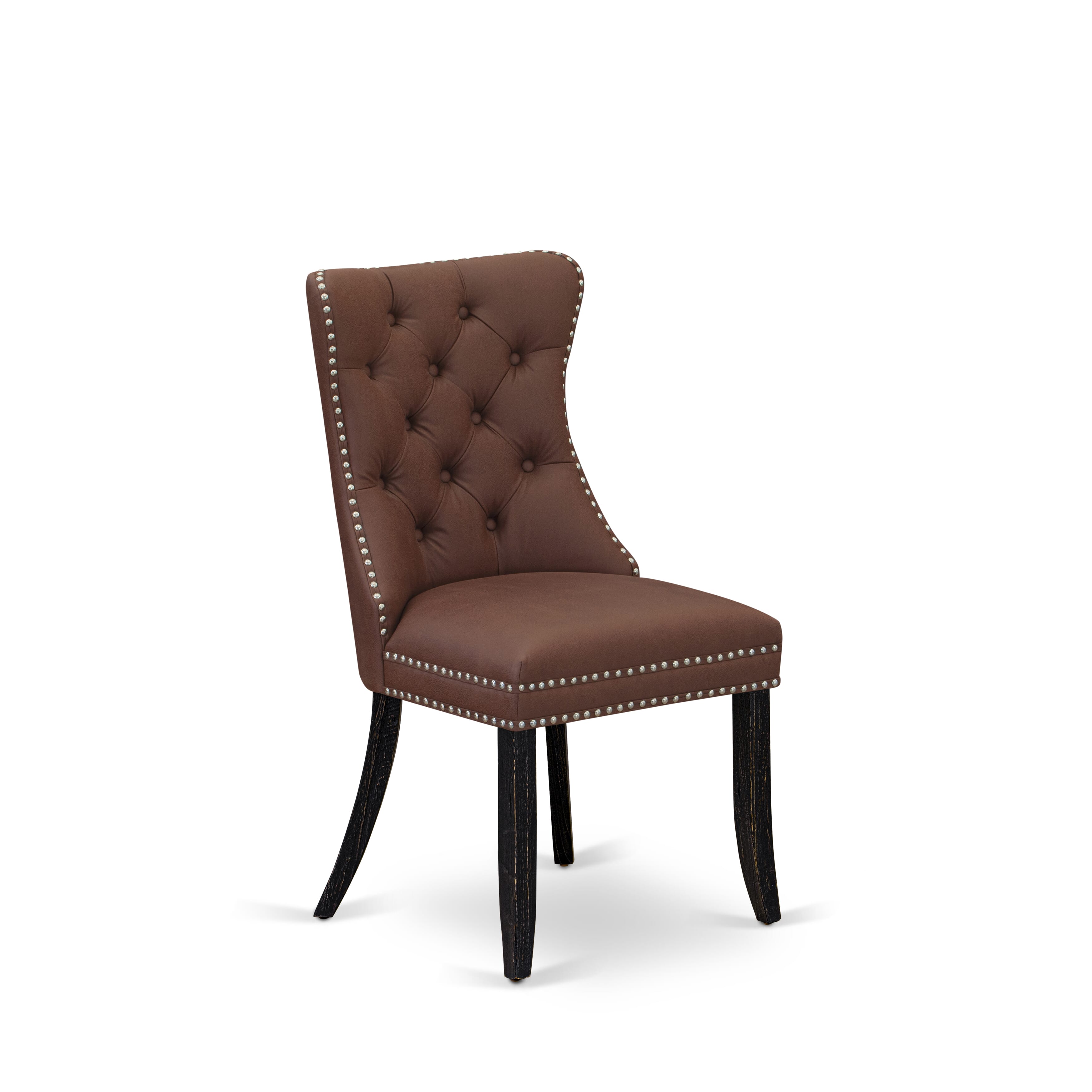 Luxe by East West Furniture I3DA7-411-26 7 Piece Dining Table Set Includes a 48" Round Table with Pedestal and 6 Burgandy Faux Leather Upholstered Chairs, Sand Blasted Black