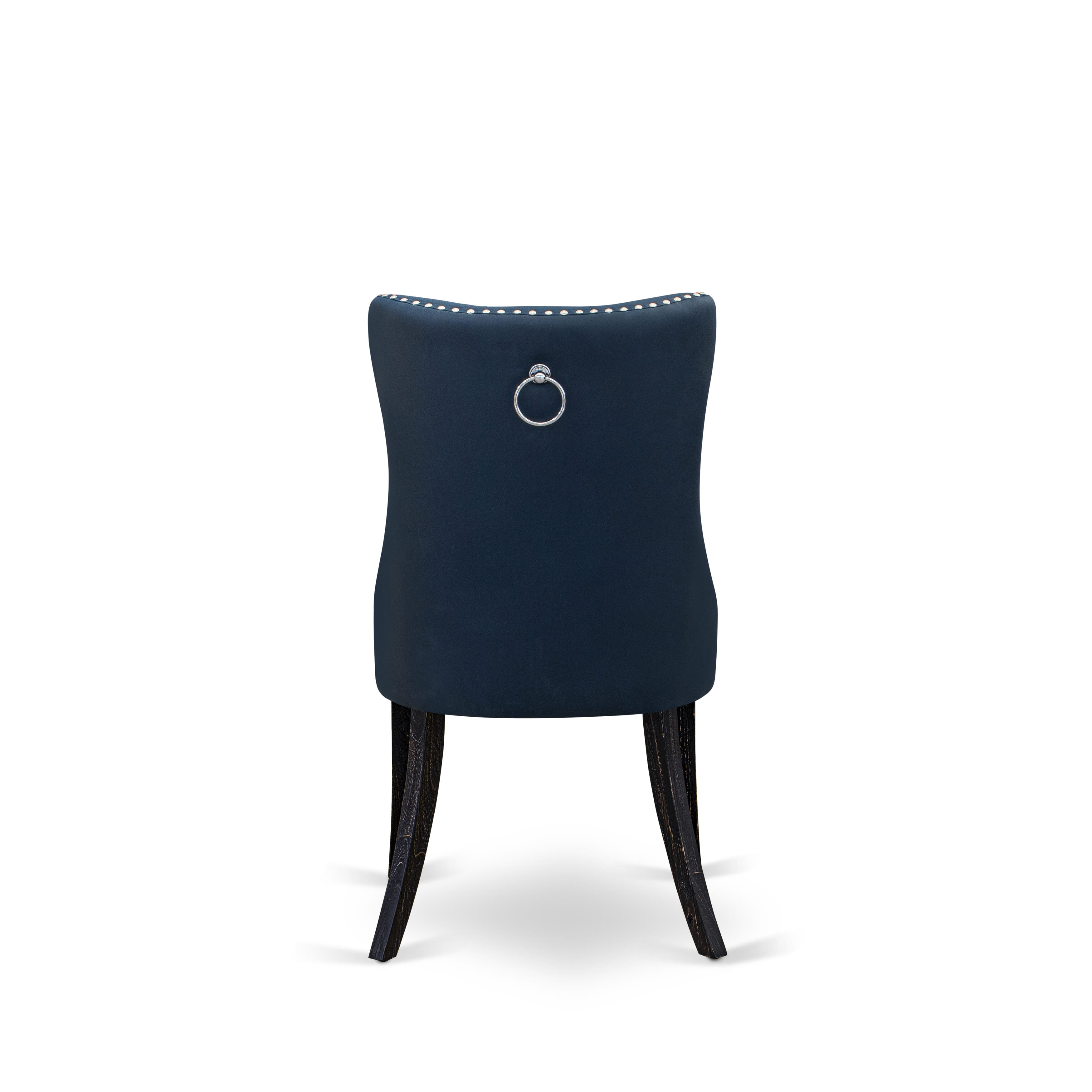 Luxe by East West Furniture NKDA5-SBB-29 - 5-piece dining table set includes a dining table and 4 Navy Blue Faux Leather dining Chairs with Button Tufted Chair Back - Sand Blasting Black Finish.