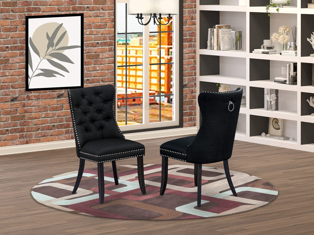 East West Furniture CNDA7-0N-T24 7 Piece Dining Set Includes a Rectangle Rustic Wood Table and 6 Upholstered Parson Chairs, 36x60 Inch, Sandblasting Antique Walnut