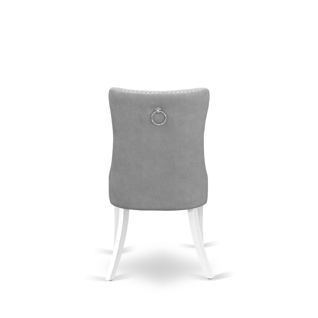 East West Furniture DAPHF23 Dallas Parson Kitchen Chairs - Button Tufted Nailhead Trim Beige Red faux Leather Upholstered Dining Chairs, Set of 2, Wirebrushed Bright Linen white